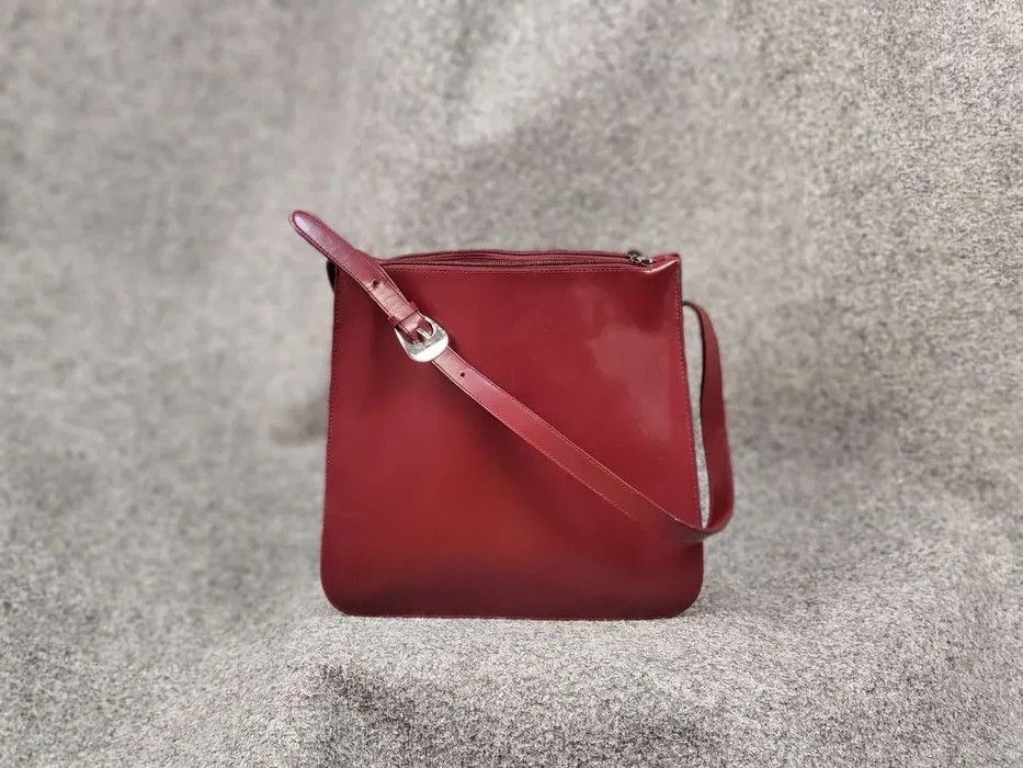 Vintage Furla Authentic Leather Burgundy Sling Shoulder Bag in Red, Men's