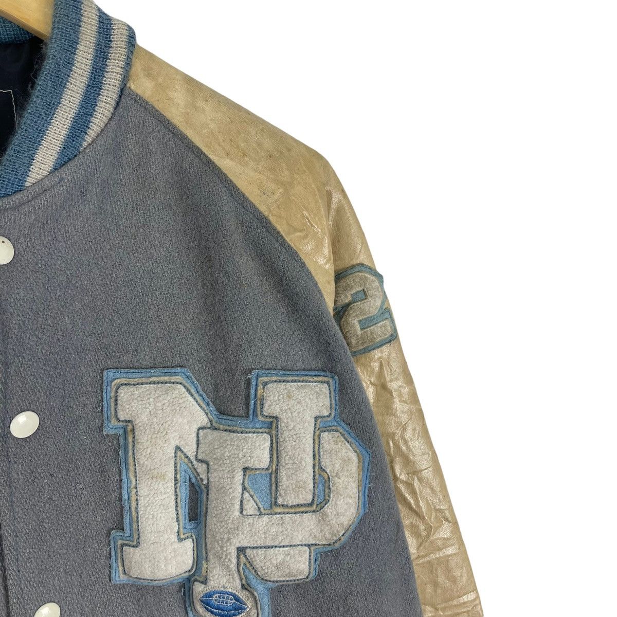 Vintage ⚡️NP RUGBY LETTTERMAN SNAP BUTTON VARSITY LEATHER JACKET Size US M / EU 48-50 / 2 - 4 Thumbnail