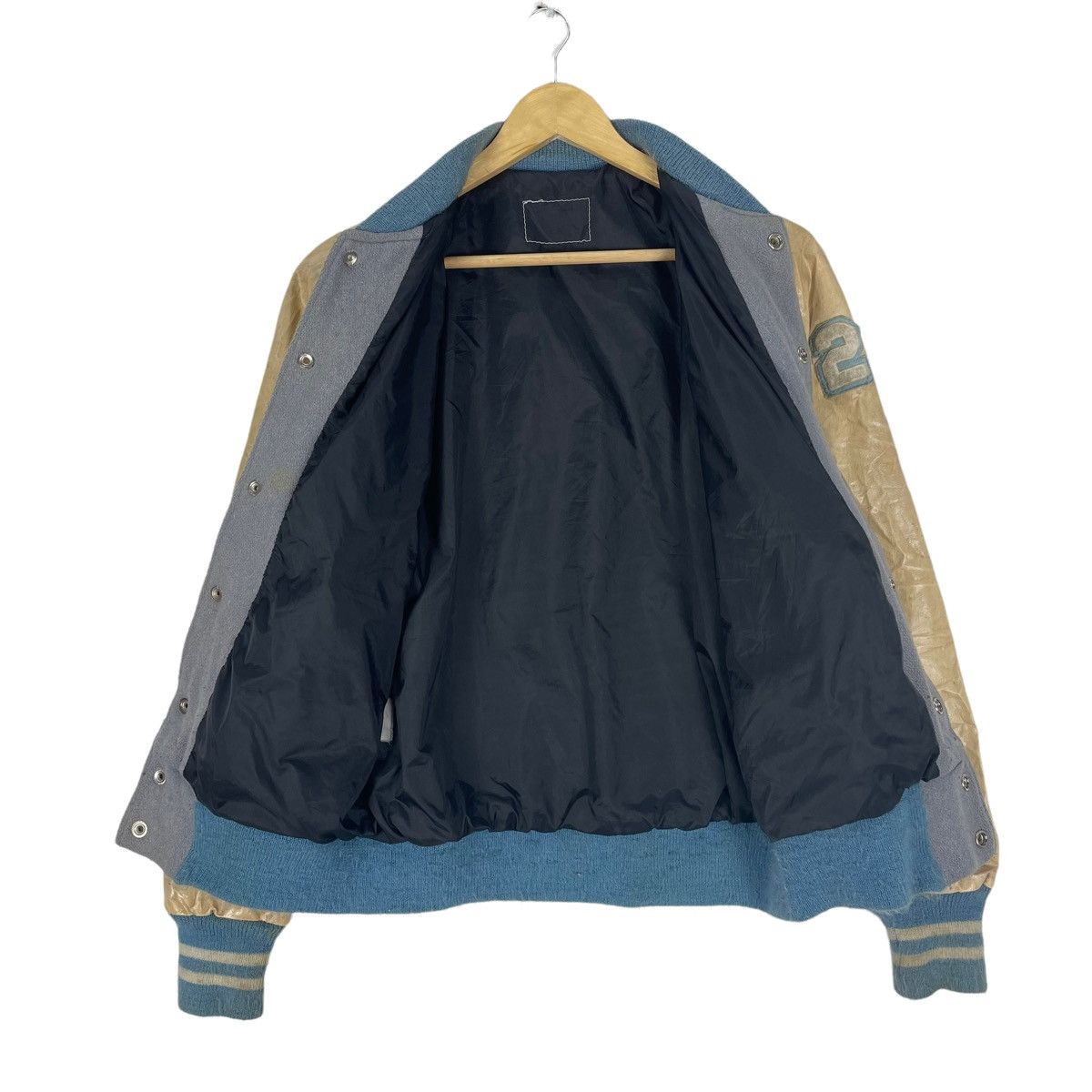 Vintage ⚡️NP RUGBY LETTTERMAN SNAP BUTTON VARSITY LEATHER JACKET Size US M / EU 48-50 / 2 - 8 Thumbnail