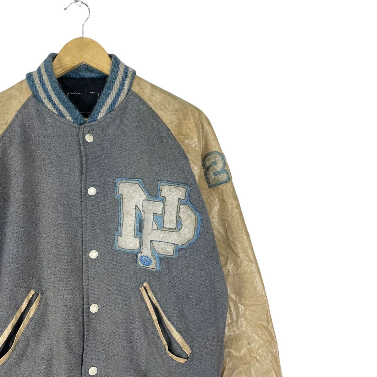 Vintage ⚡️NP RUGBY LETTTERMAN SNAP BUTTON VARSITY LEATHER JACKET Size US M / EU 48-50 / 2 - 3 Thumbnail