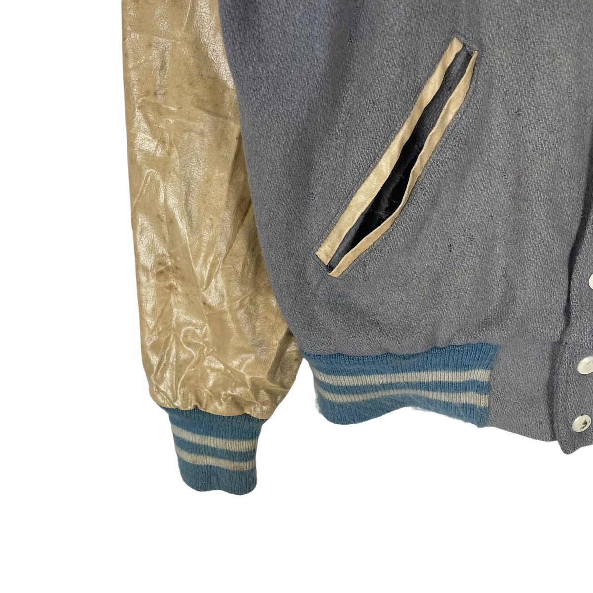 Vintage ⚡️NP RUGBY LETTTERMAN SNAP BUTTON VARSITY LEATHER JACKET Size US M / EU 48-50 / 2 - 5 Thumbnail
