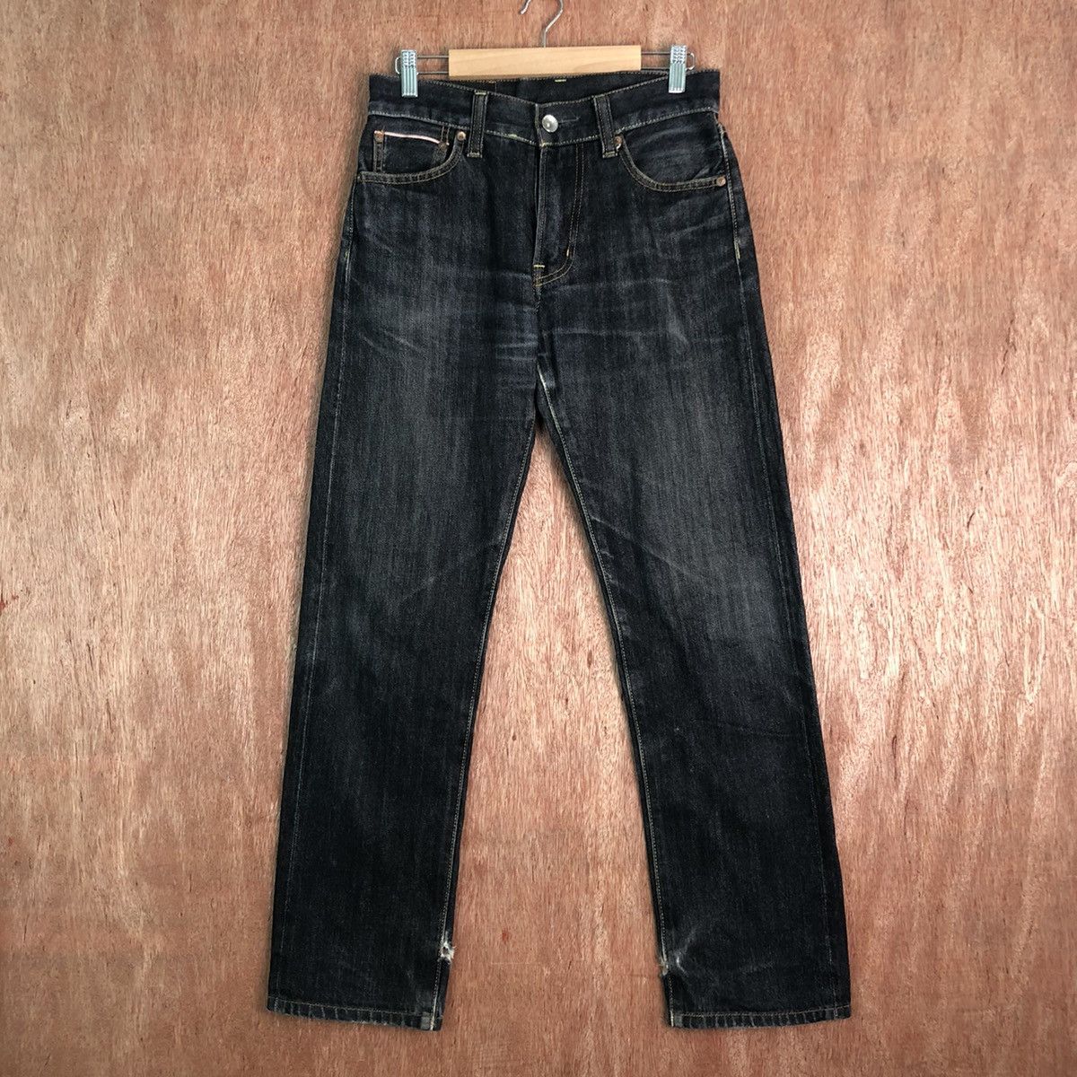 DL UJ Uniqlo Straight Fit Black Denim Jeans Pants #c288