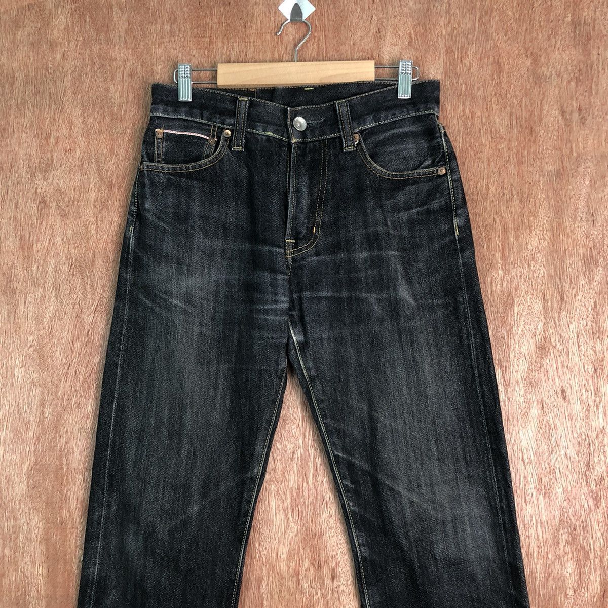 Uniqlo DL UJ Uniqlo Straight Fit Black Denim Jeans Pants #c288 Size US 29 - 2 Thumbnail
