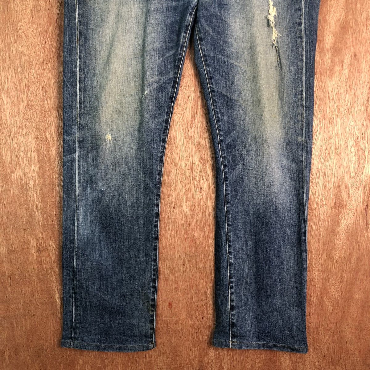 Uniqlo DLL Uniqlo Blue distressed Denim japan vintage Pants #c294 Size US 36 / EU 52 - 3 Thumbnail