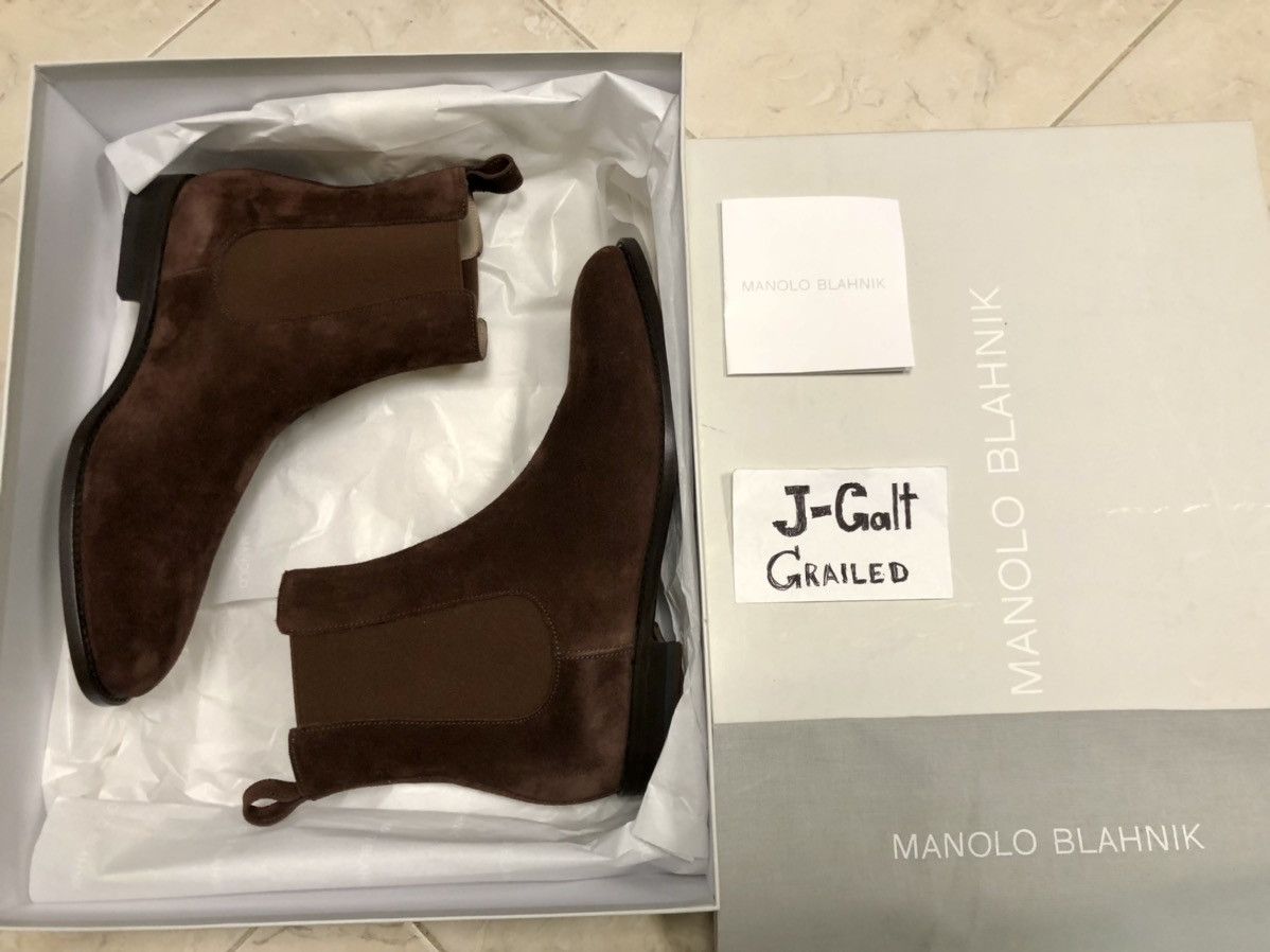 Manolo Blahnik !Hand-Made! Delsa Brown Suede Chelsea Boots Size US 8.5 / EU 41-42 - 6 Thumbnail