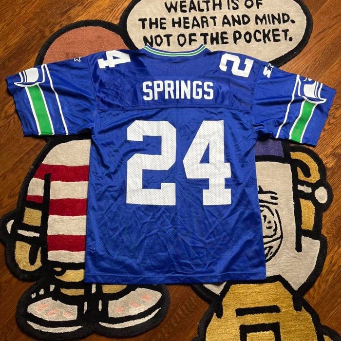 90's Shawn Springs Seattle Seahawks Champion NFL Jersey Size 48 XL