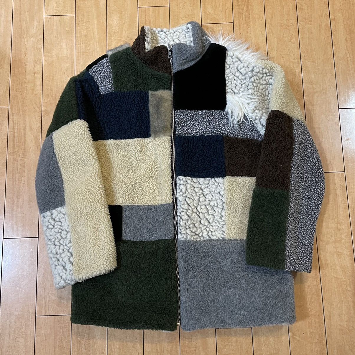 Gosha Rubchinskiy Gosha Rubchinskiy Faux Fur Patchwork Coat 15AW | Grailed