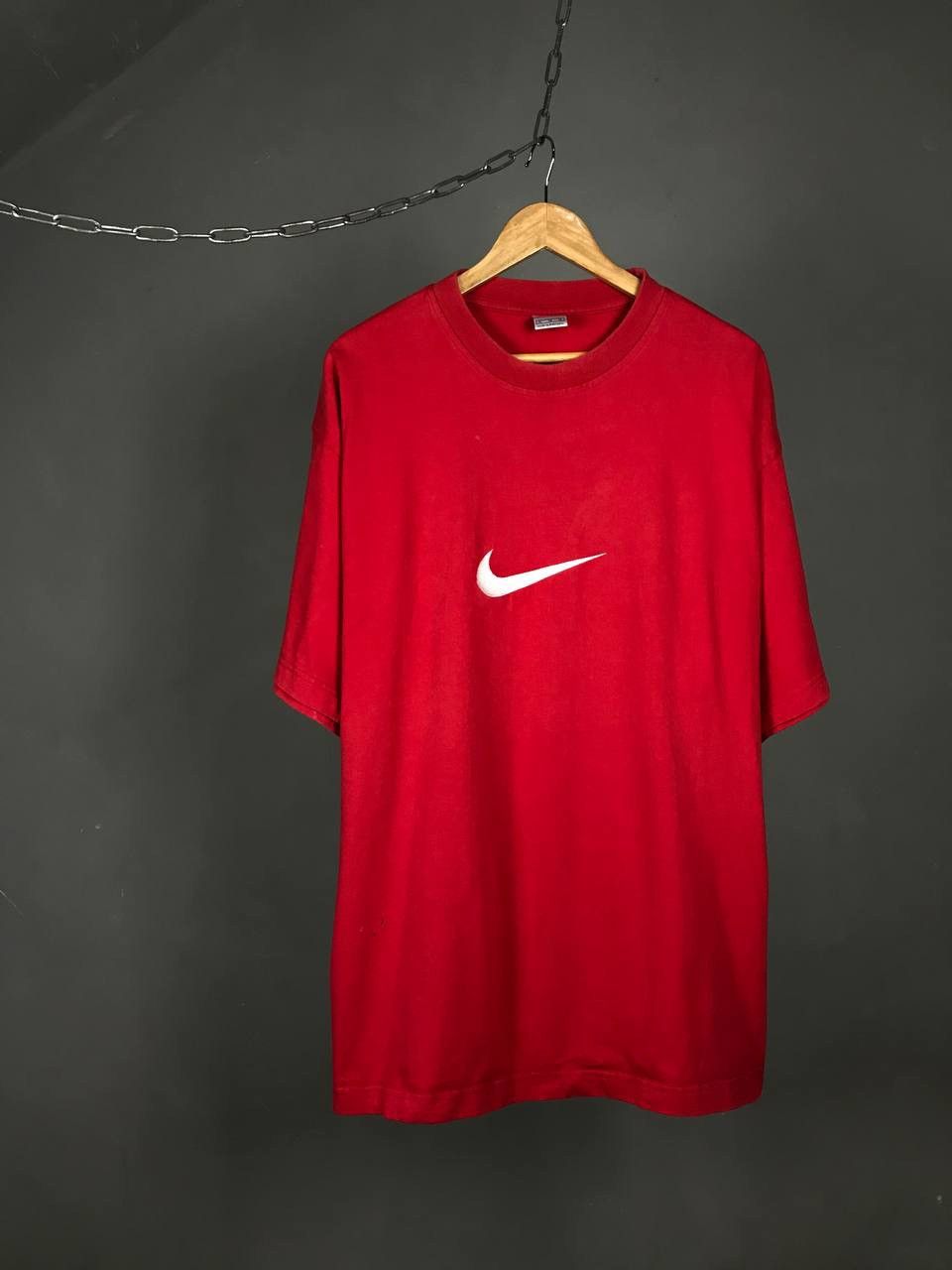 Nike × Vintage Nike swoosh streetwear vintage center logo tee Size US XL / EU 56 / 4 - 1 Thumbnail