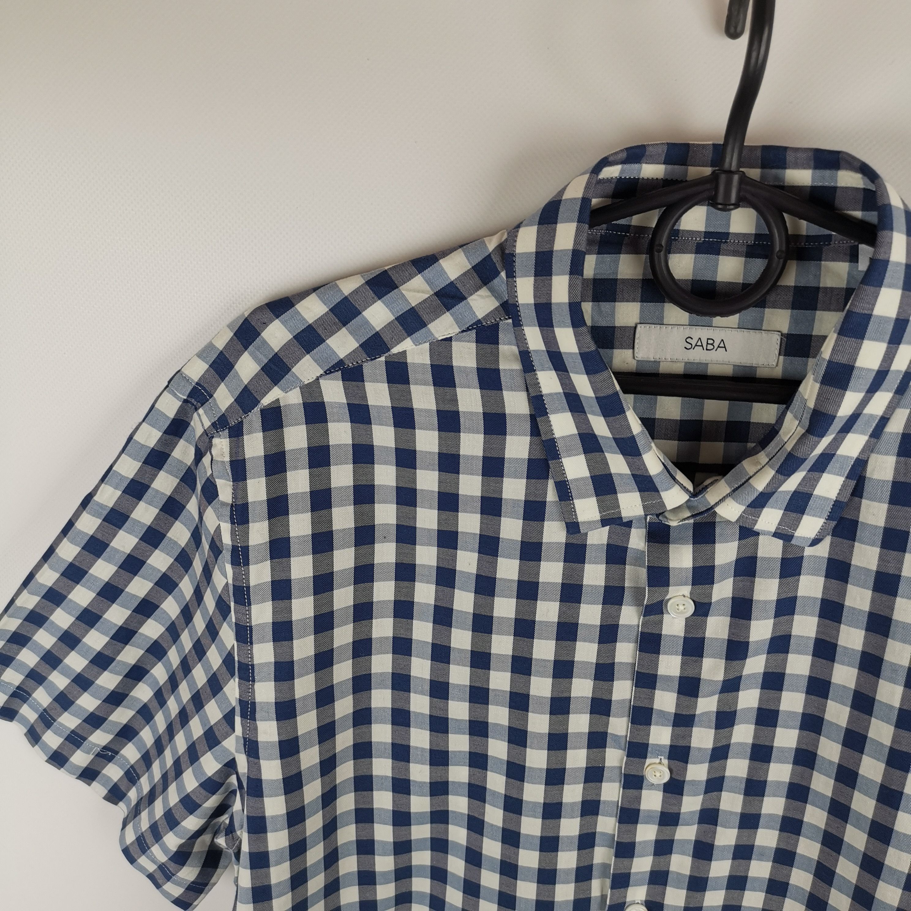 Saba Saba check plaid blue short sleeve shirt Size US M / EU 48-50 / 2 - 6 Thumbnail