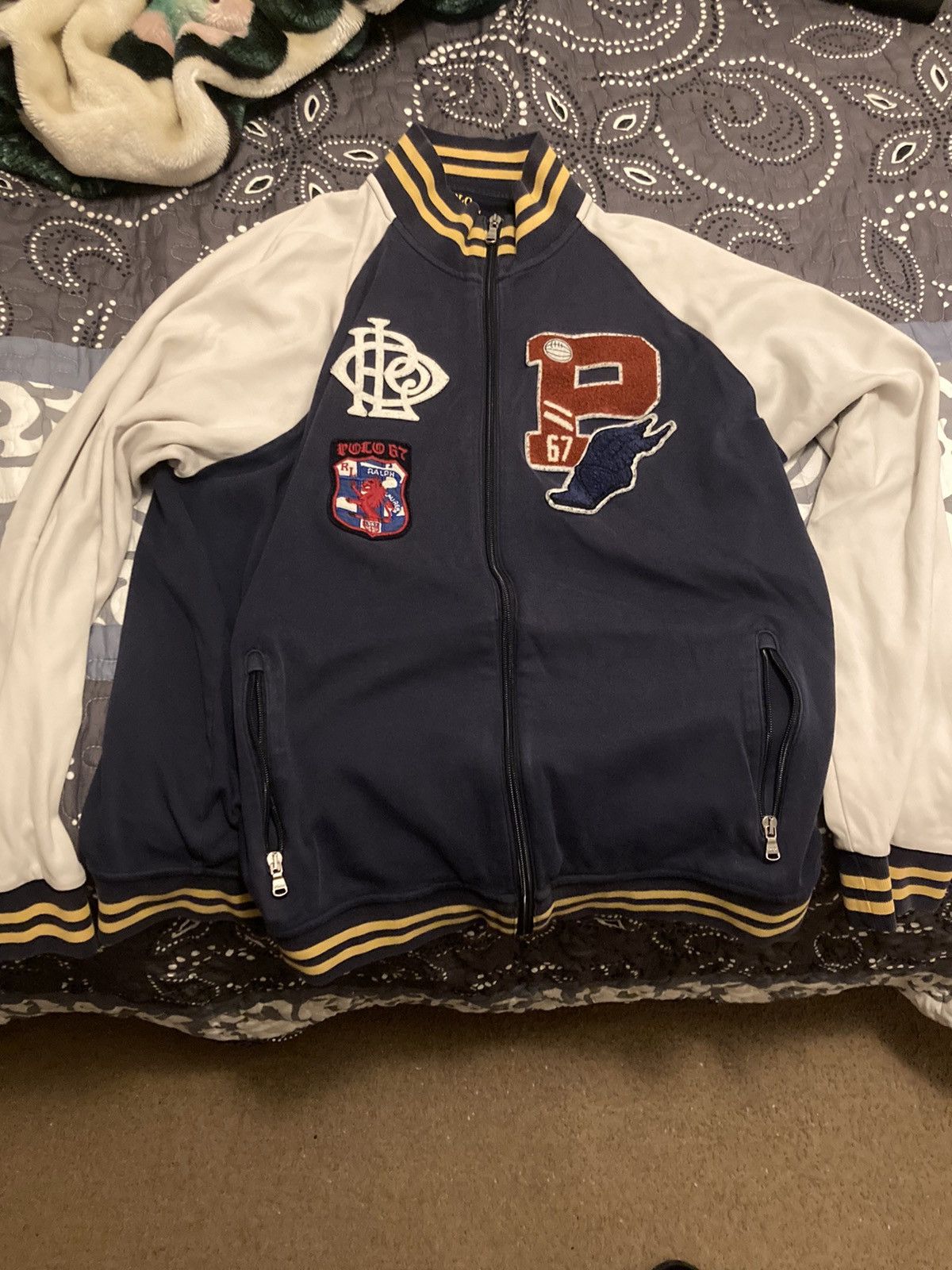 Maker of Jacket Varsity Jackets Polo Ralph Lauren Patch P Wing Crest