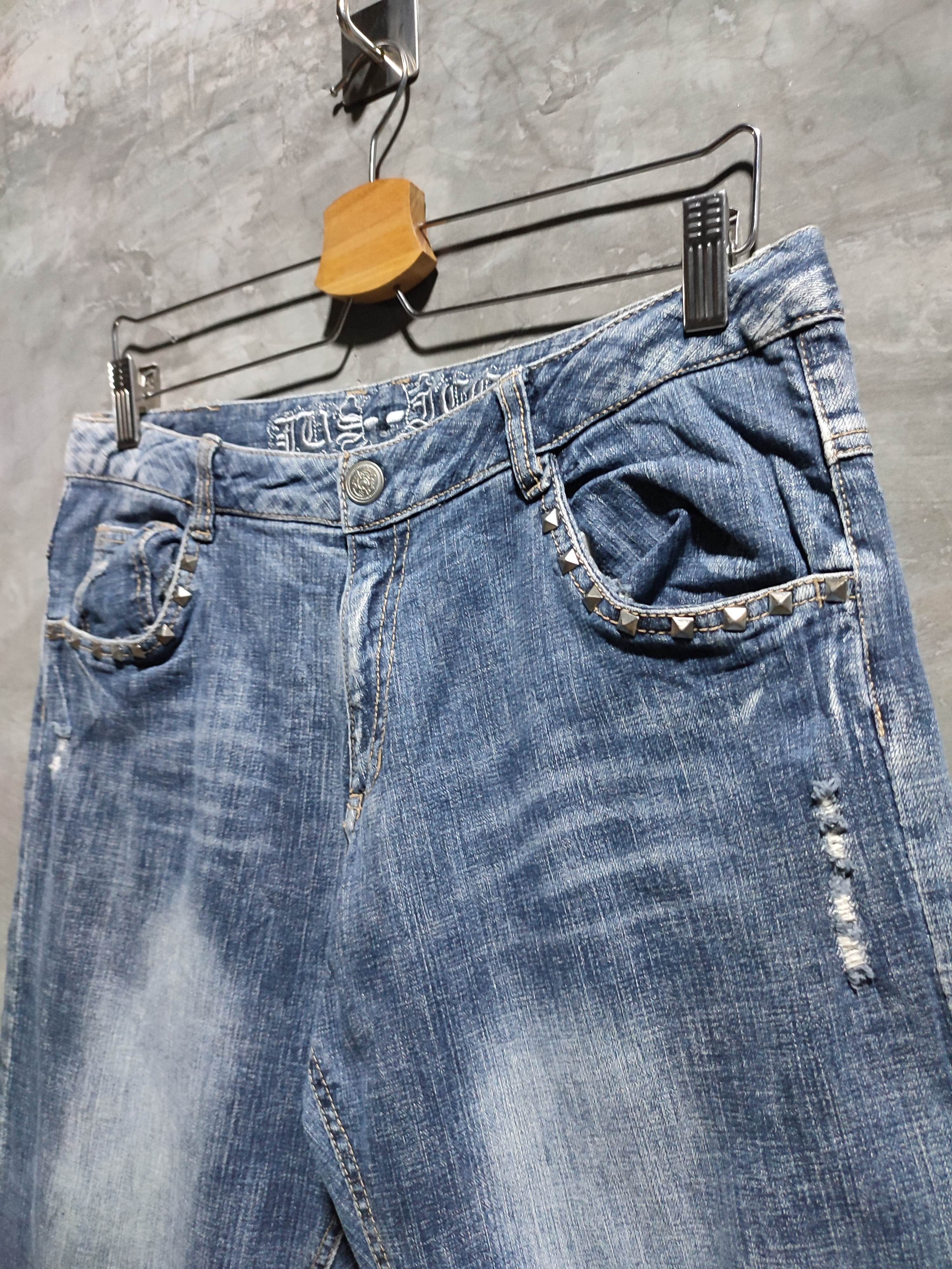 Japanese Brand Justice Skull jhorts Distressed Denim Punk Bondage Size US 31 - 9 Thumbnail
