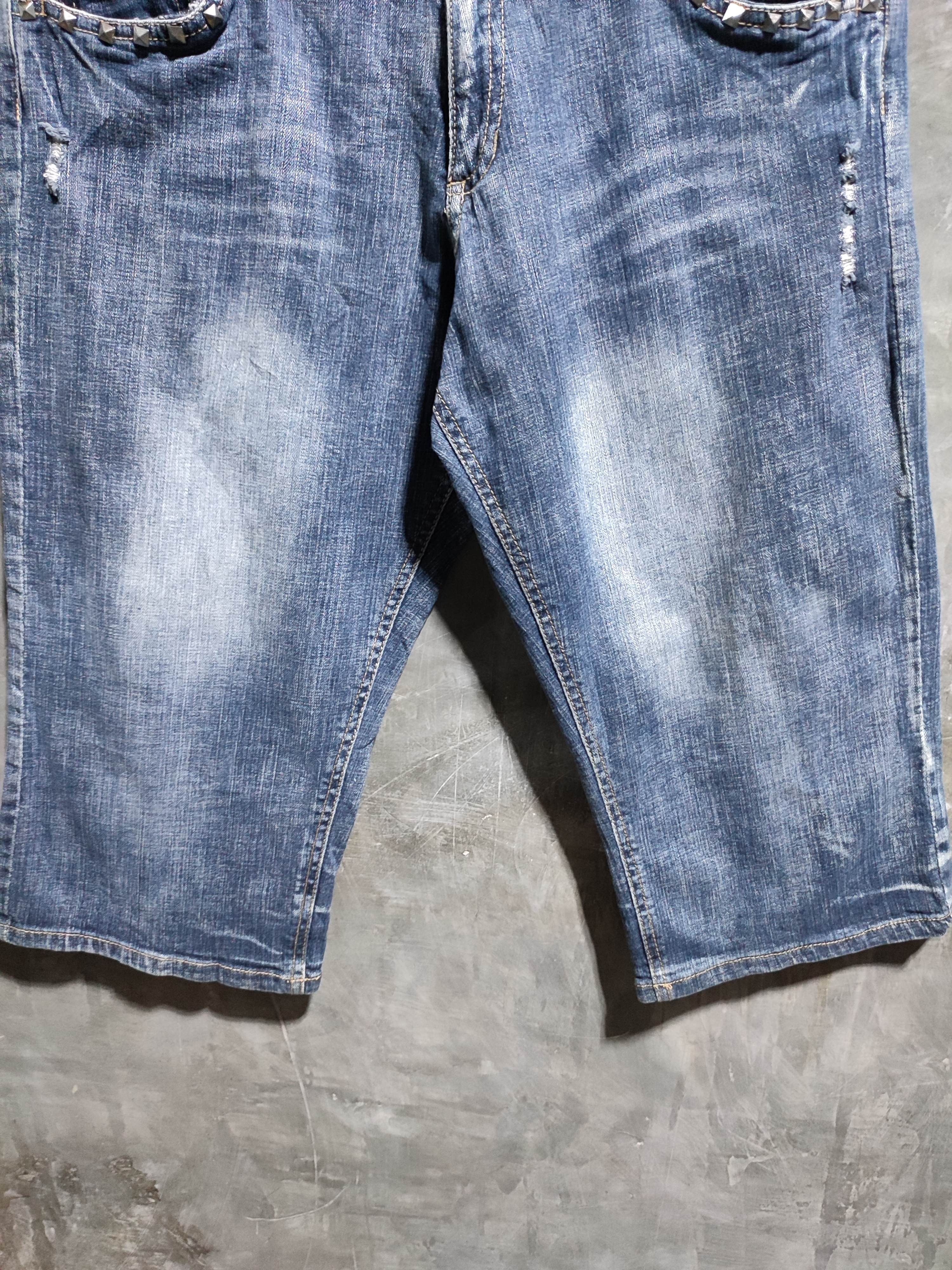 Japanese Brand Justice Skull jhorts Distressed Denim Punk Bondage Size US 31 - 8 Thumbnail
