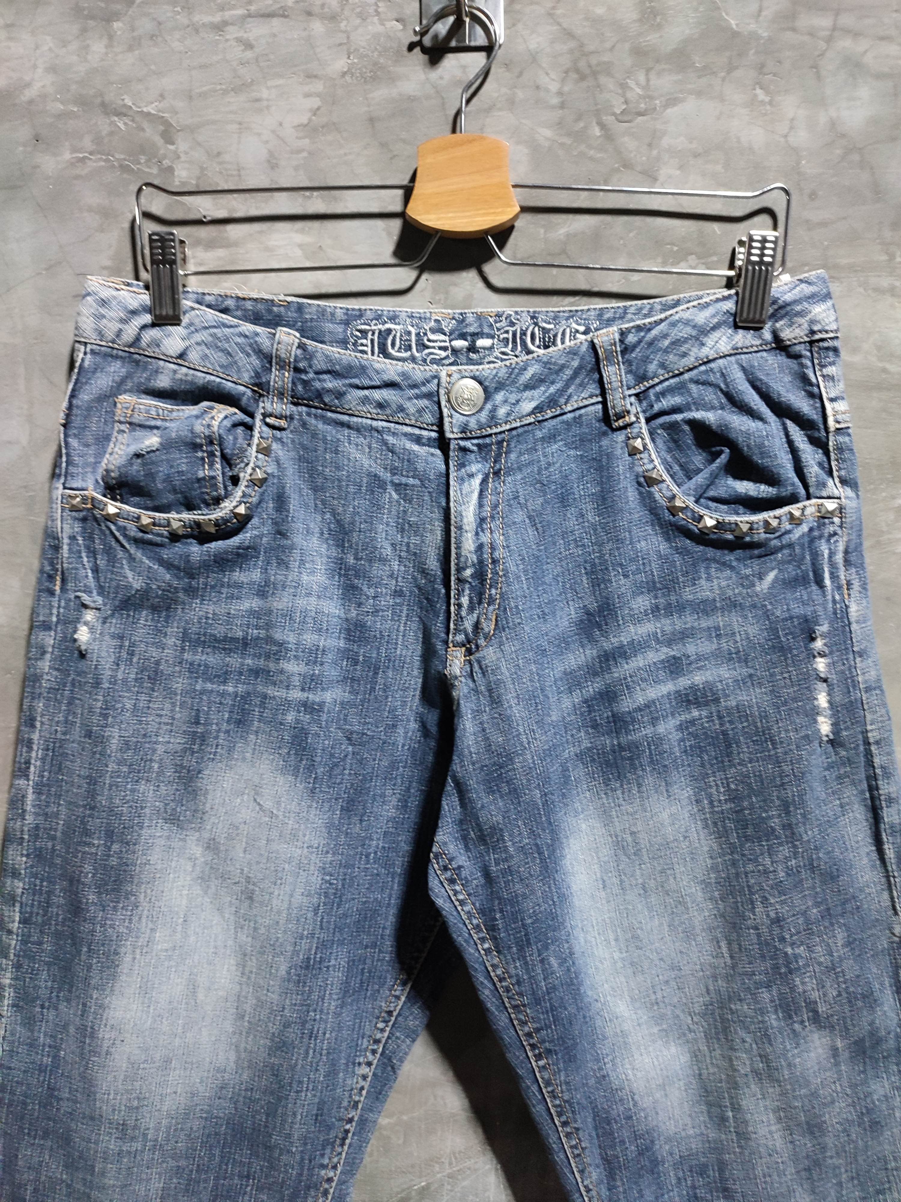 Japanese Brand Justice Skull jhorts Distressed Denim Punk Bondage Size US 31 - 7 Thumbnail