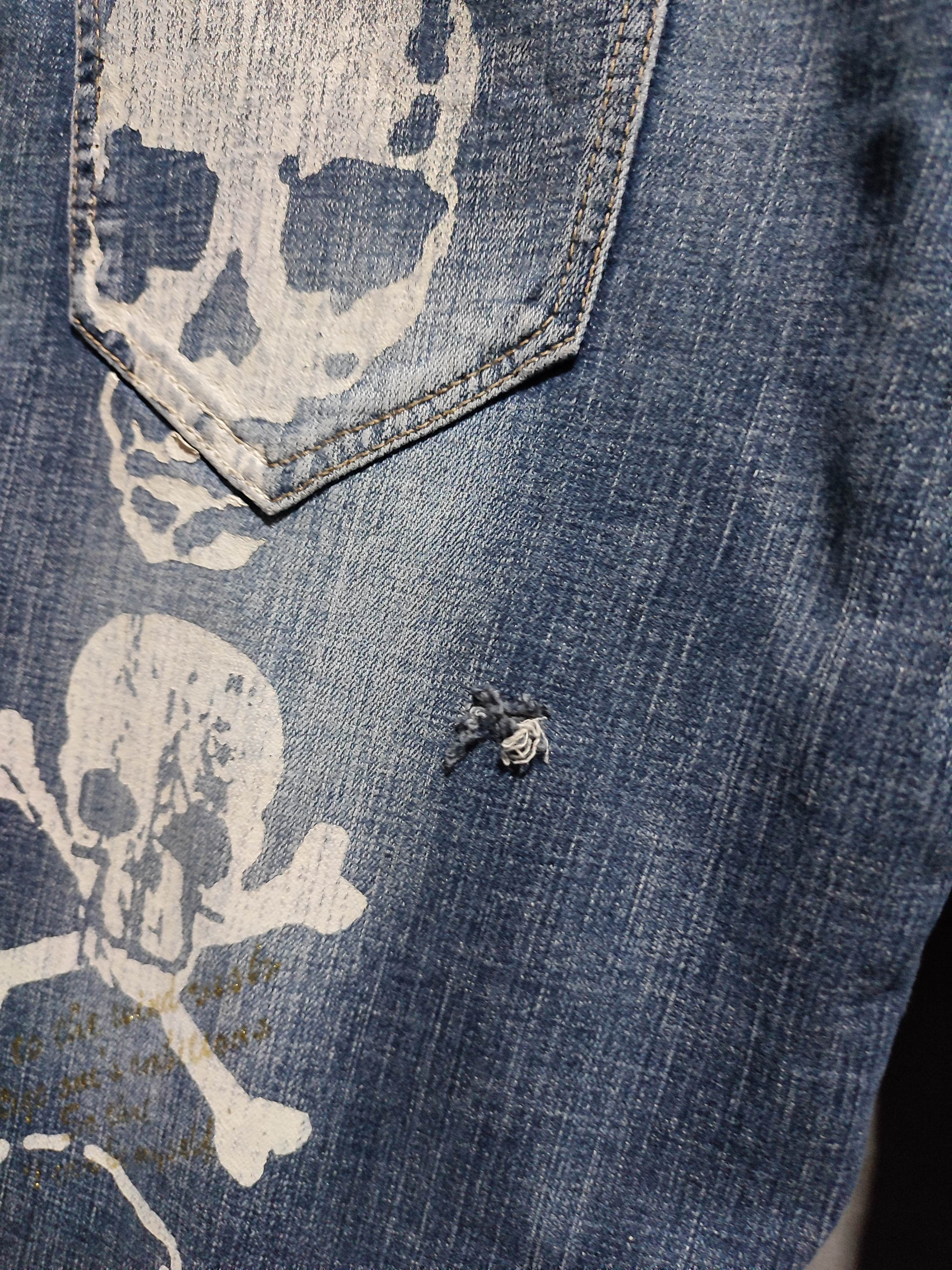 Japanese Brand Justice Skull jhorts Distressed Denim Punk Bondage Size US 31 - 4 Thumbnail