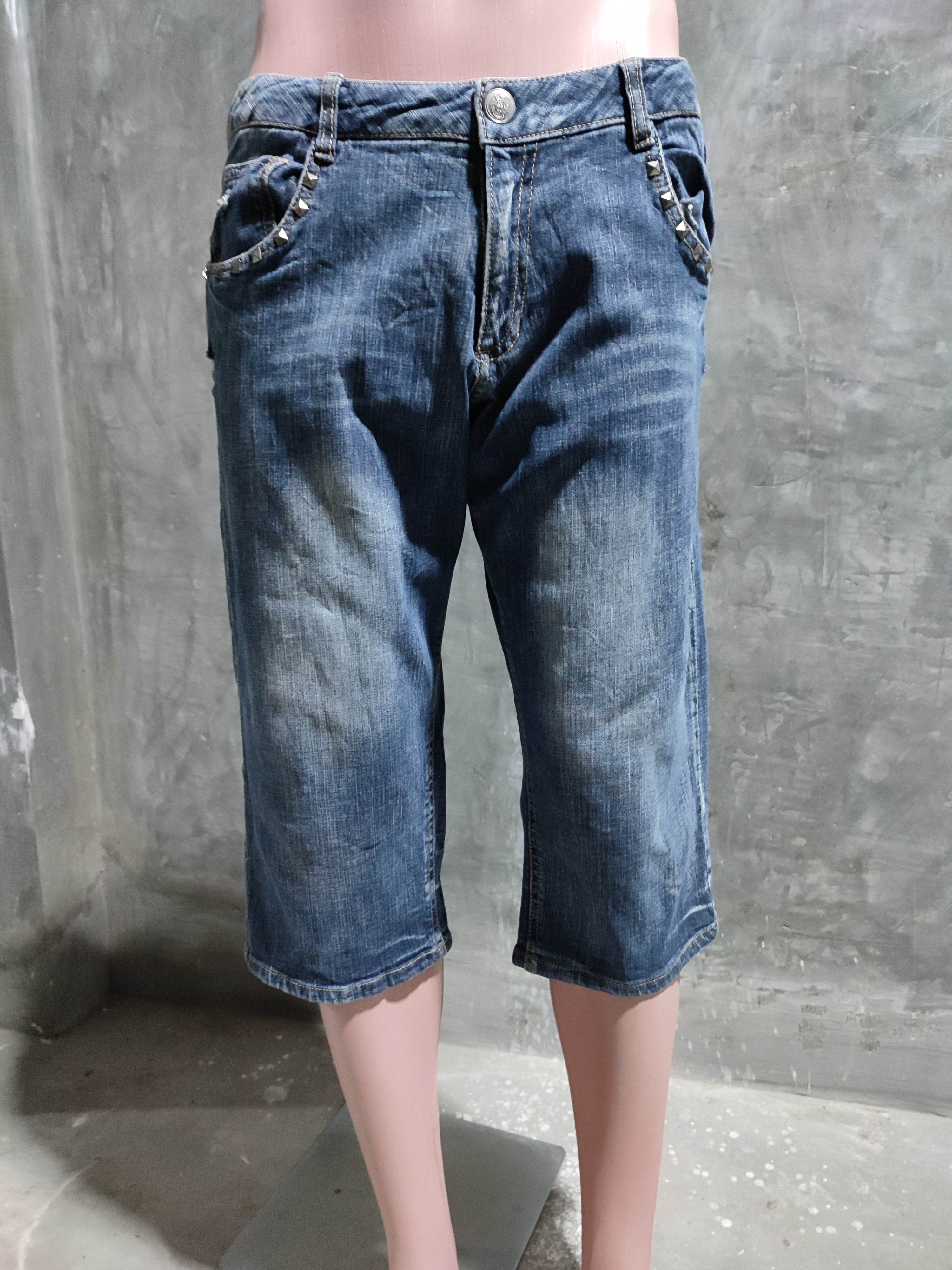 Japanese Brand Justice Skull jhorts Distressed Denim Punk Bondage Size US 31 - 13 Thumbnail
