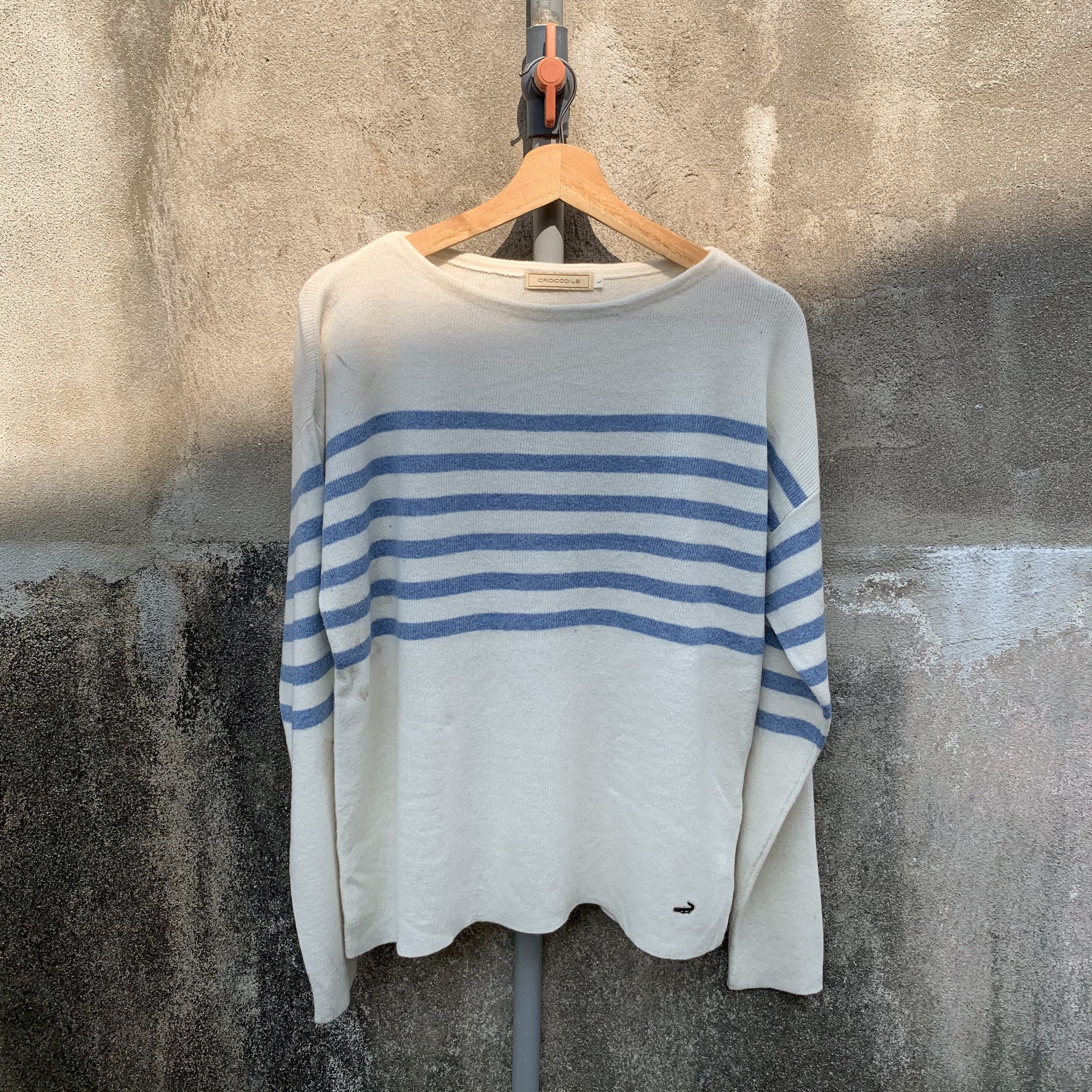 OVER THE STRiPES Vintahe Crocodile Knit Striped Jumper Baggy Sweater Size US L / EU 52-54 / 3 - 1 Thumbnail