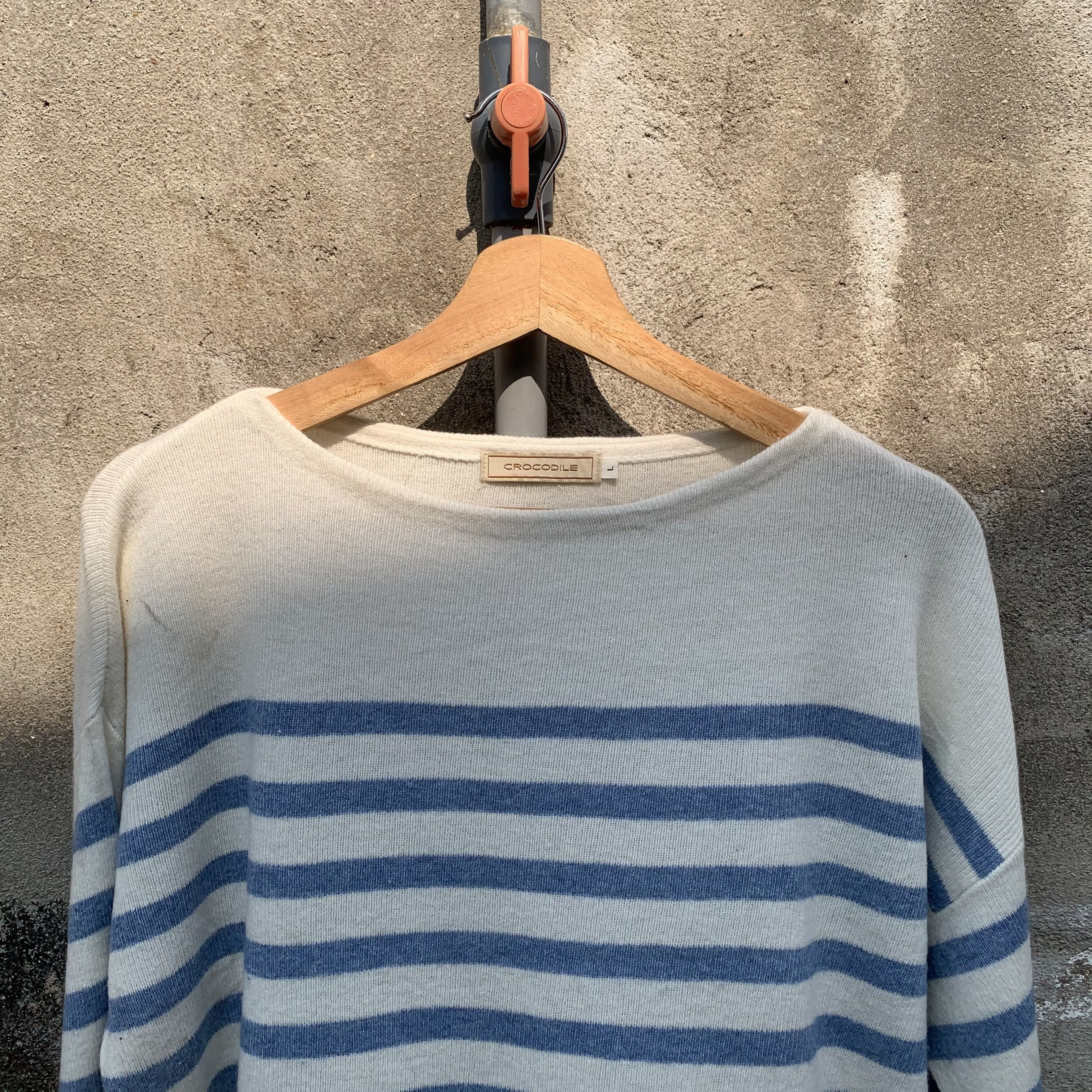 OVER THE STRiPES Vintahe Crocodile Knit Striped Jumper Baggy Sweater Size US L / EU 52-54 / 3 - 2 Thumbnail