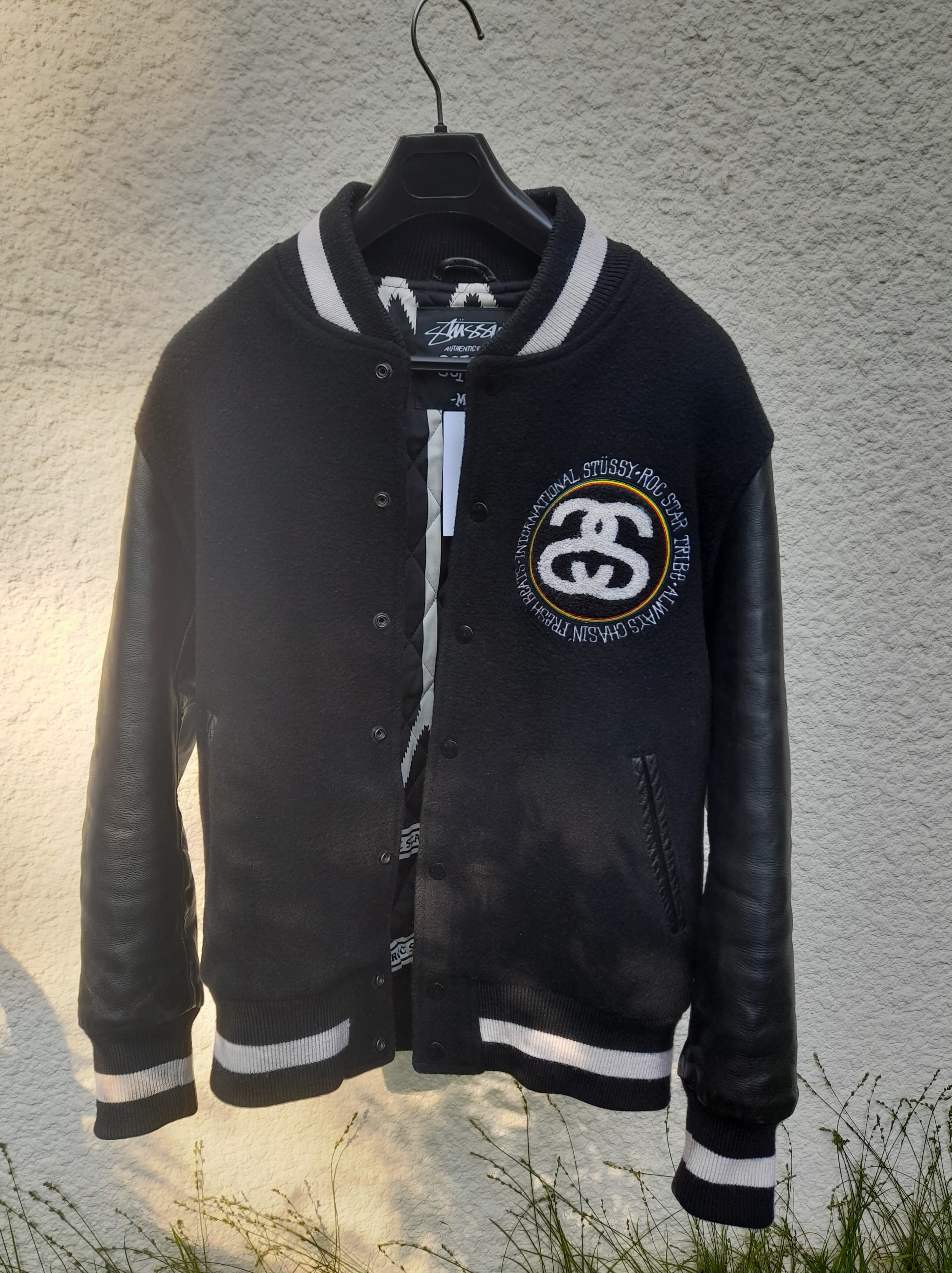 stussy varsity leather star letterman award roc tribe-