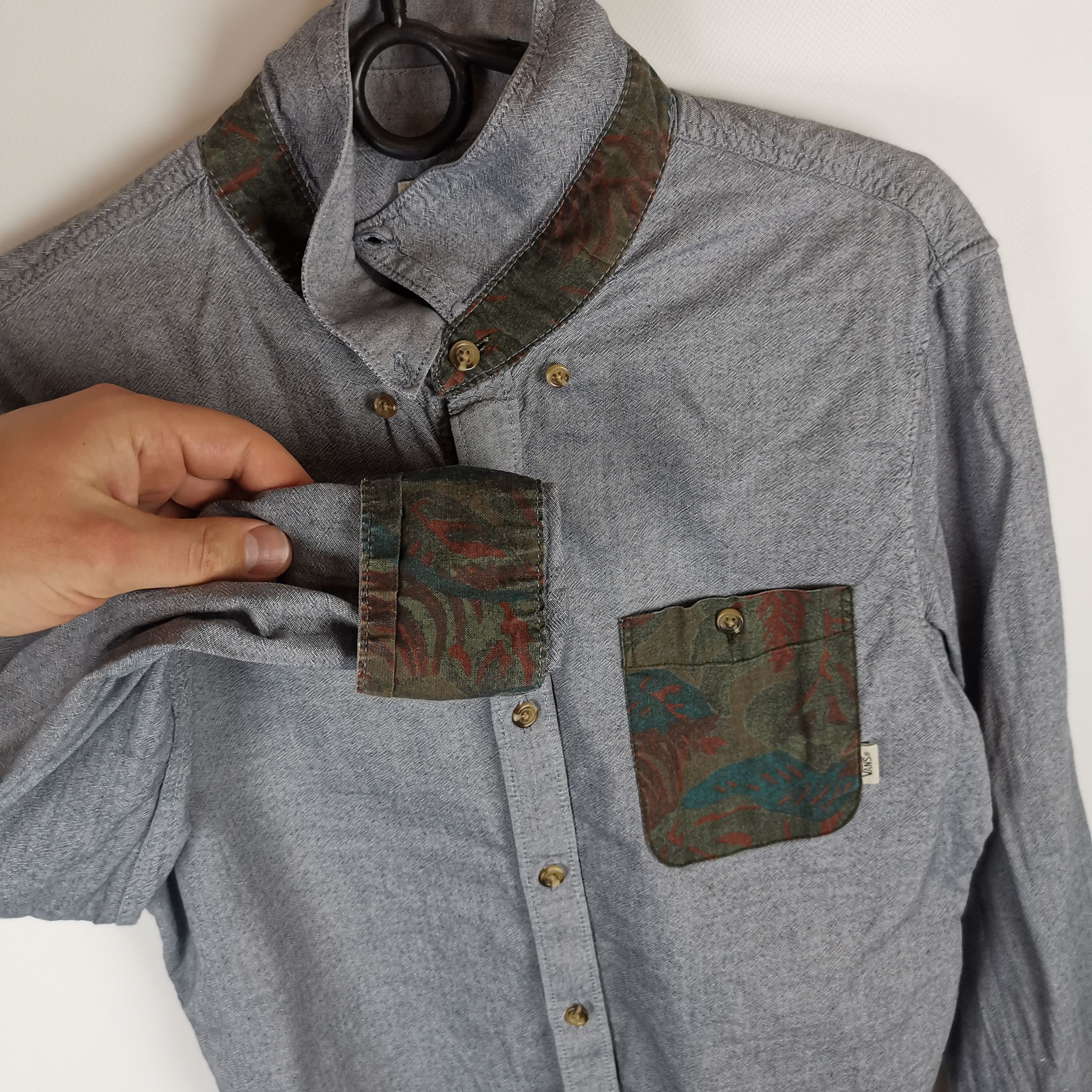 Vans Vans grey blue camo pocket longsleeve shirt Size US S / EU 44-46 / 1 - 2 Thumbnail
