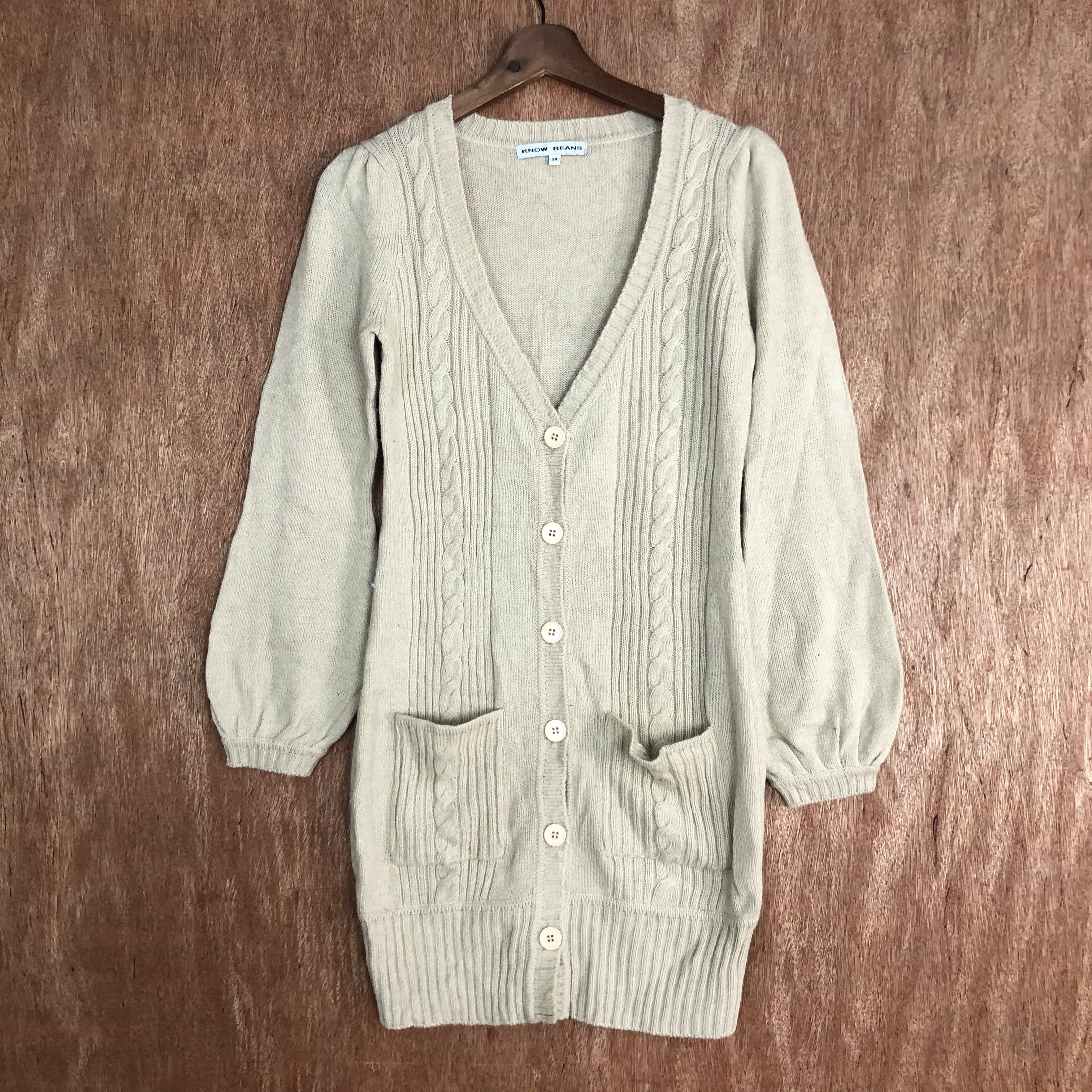Aran Isles Knitwear × Japanese Brand DLL Know Beans Brown Long Cardigan cable knitwear #c539 Size US XS / EU 42 / 0 - 1 Thumbnail