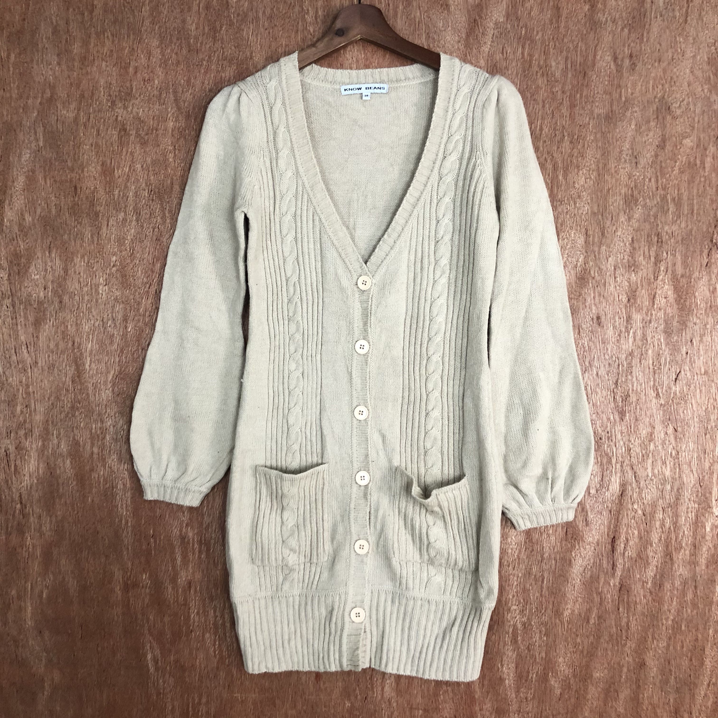 Aran Isles Knitwear × Japanese Brand DLL Know Beans Brown Long Cardigan cable knitwear #c539 Size US XS / EU 42 / 0 - 4 Thumbnail