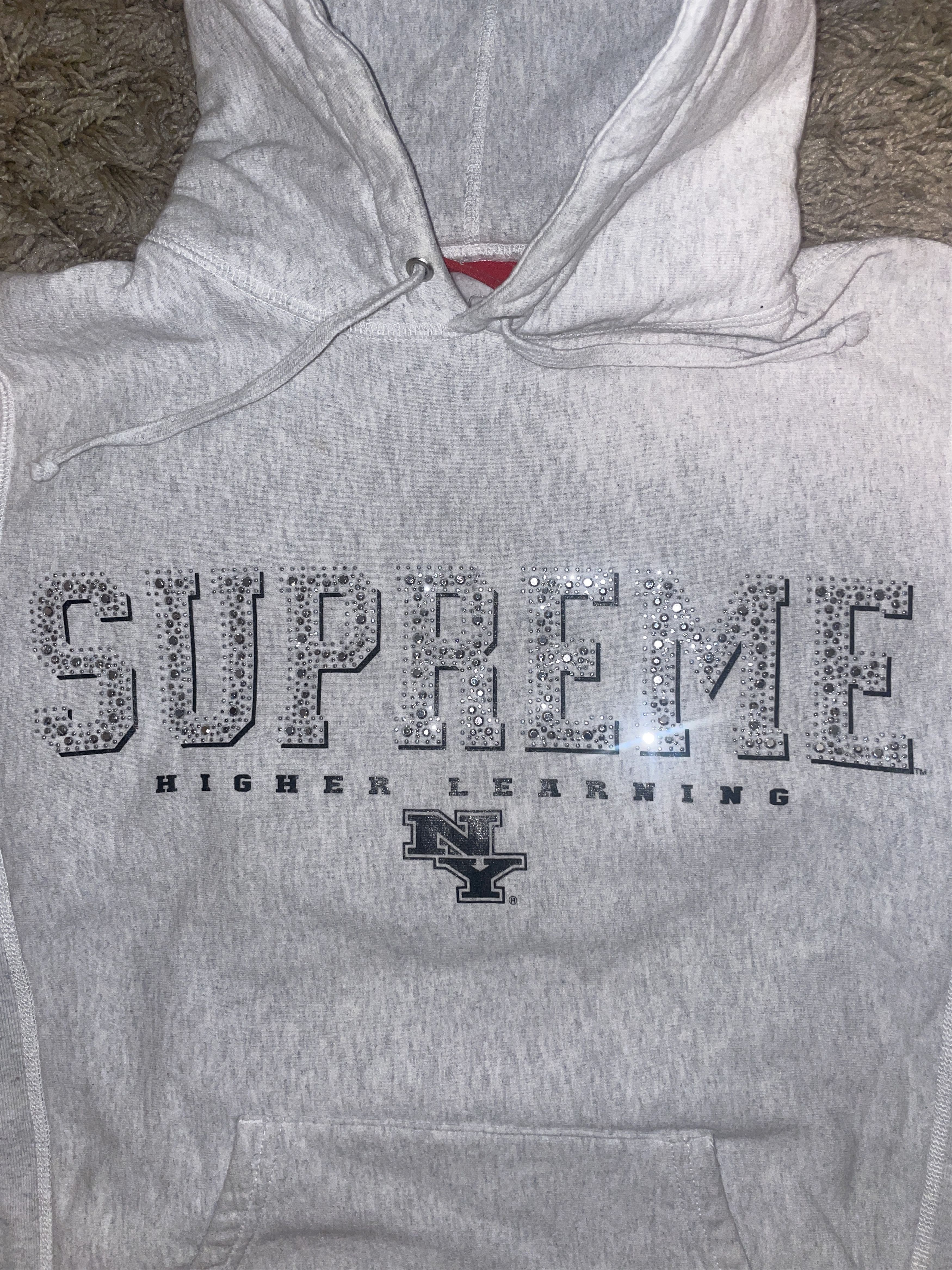 Supreme supreme higher learning rhinestone hoodie Grailed