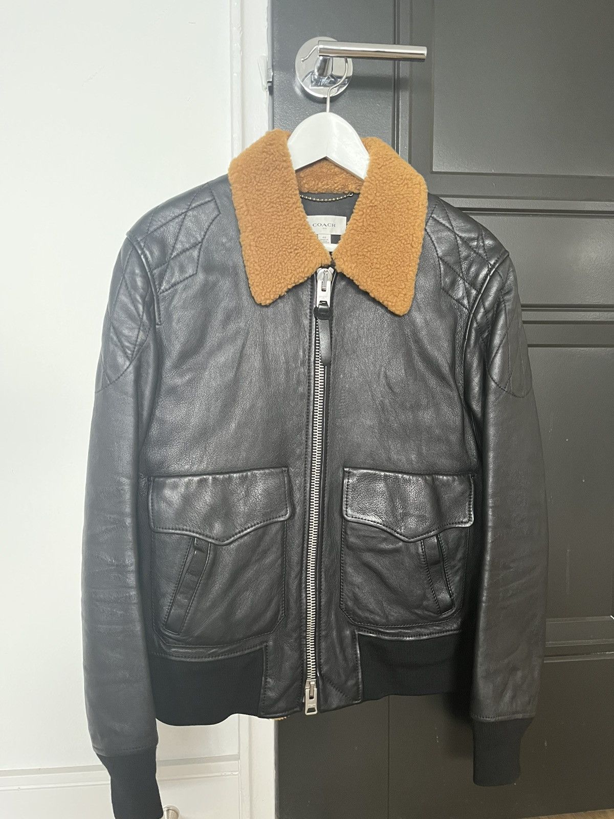 Mr Porter Black Coach Leather Jacket MR Full-Grain Leather Coach