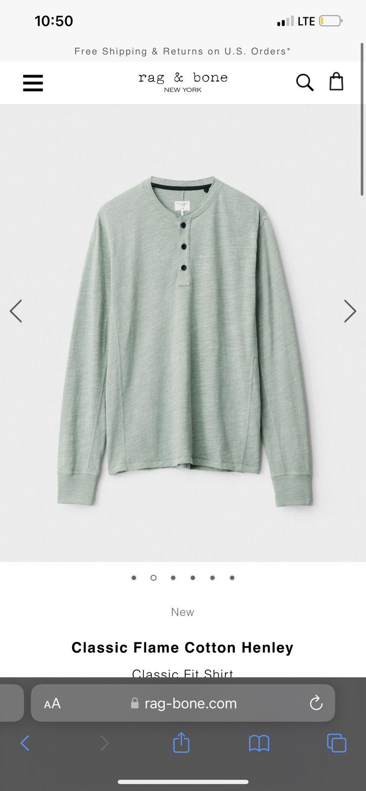 Rag & Bone Rag & Bone Classic Flame Cotton Henley Size US L / EU 52-54 / 3 - 5 Thumbnail
