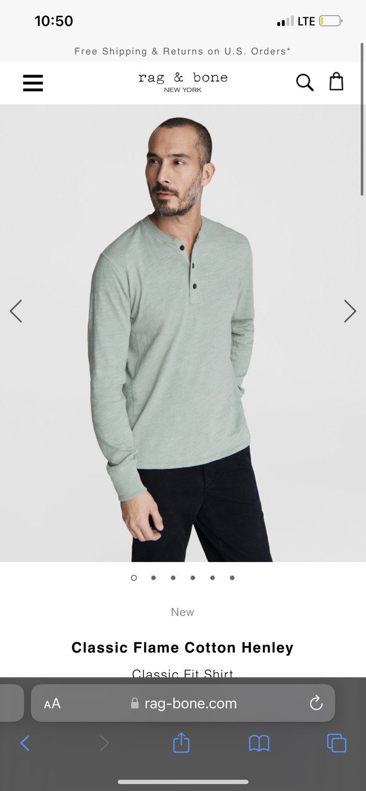 Rag & Bone Rag & Bone Classic Flame Cotton Henley Size US L / EU 52-54 / 3 - 4 Thumbnail