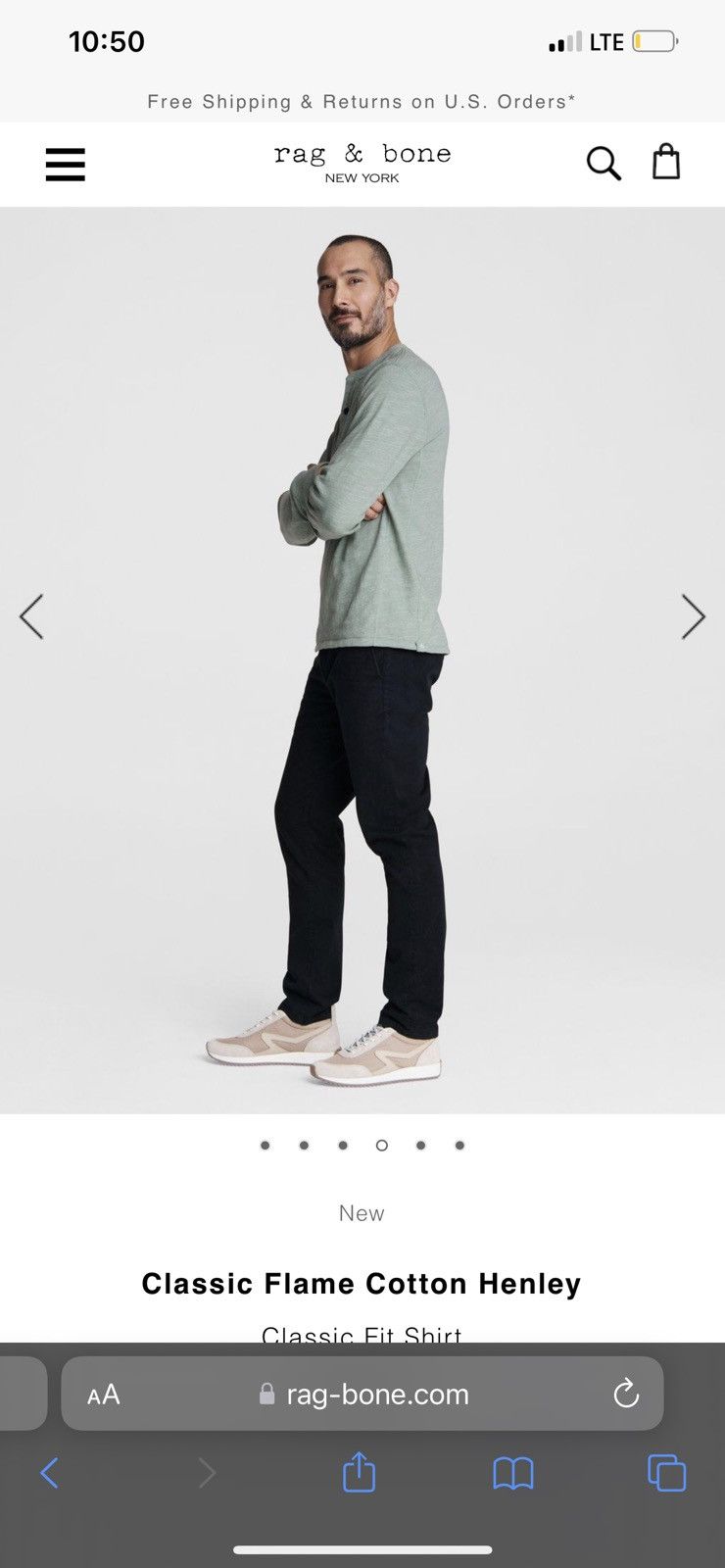 Rag & Bone Rag & Bone Classic Flame Cotton Henley Size US L / EU 52-54 / 3 - 6 Thumbnail
