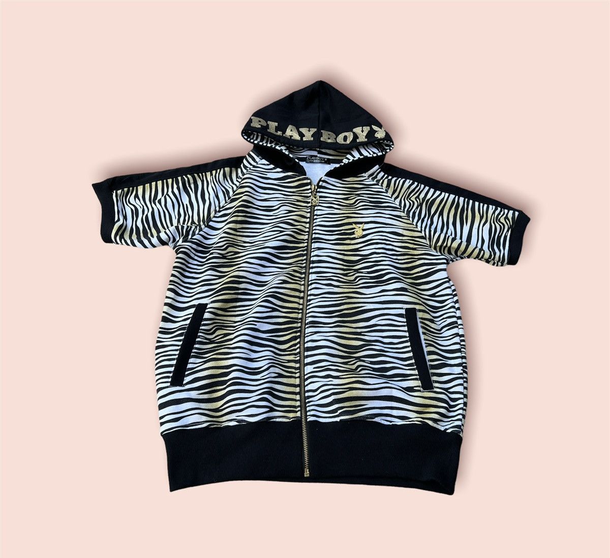 Designer × Playboy RARE TIGER STRIPES PLAYBOY S/SLEEVES HOODIE Size US L / EU 52-54 / 3 - 8 Thumbnail