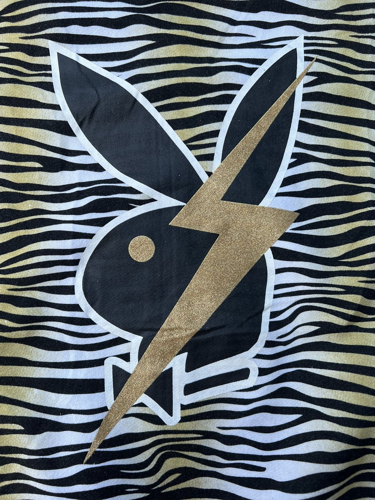 Designer × Playboy RARE TIGER STRIPES PLAYBOY S/SLEEVES HOODIE Size US L / EU 52-54 / 3 - 16 Thumbnail