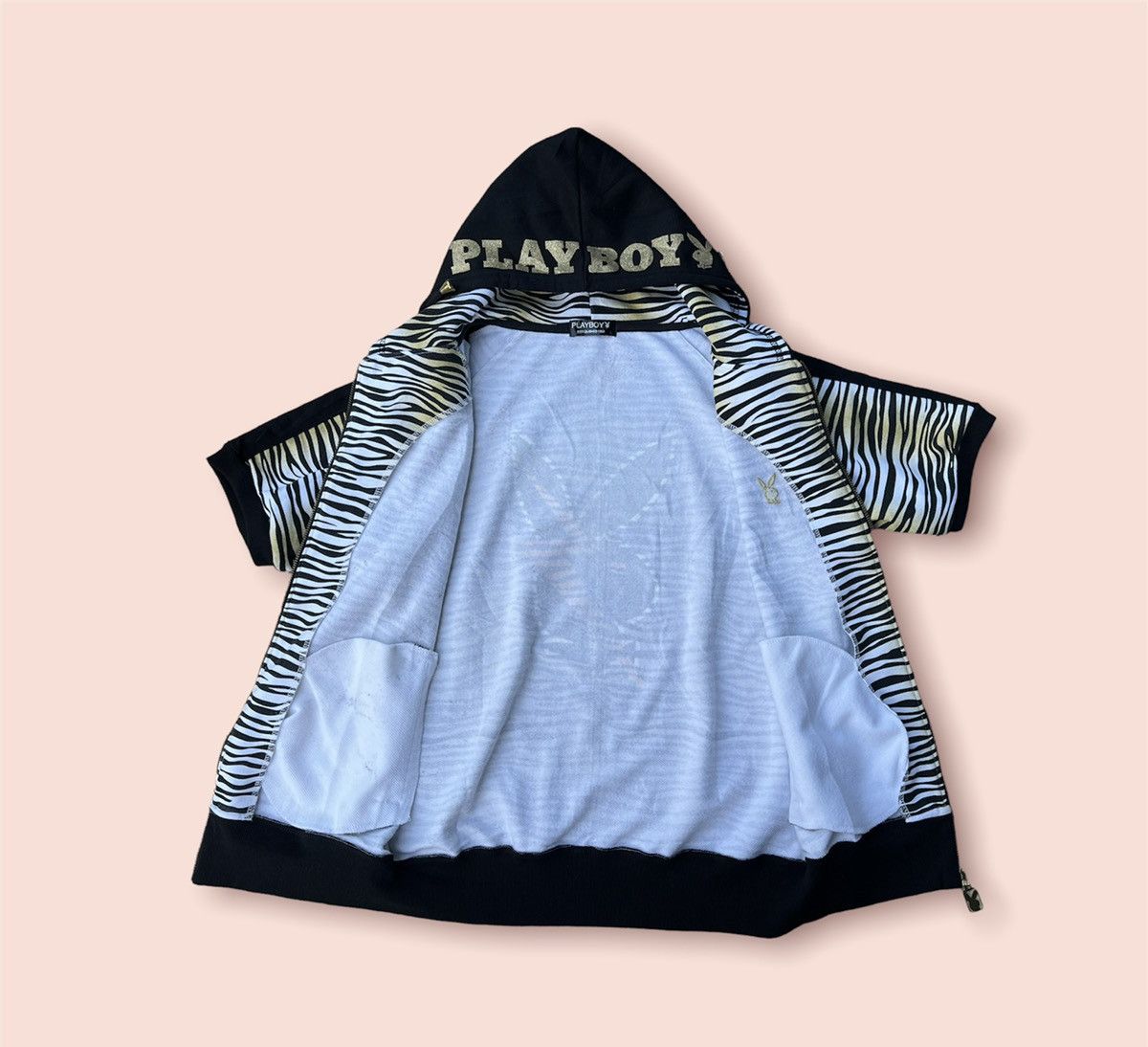 Designer × Playboy RARE TIGER STRIPES PLAYBOY S/SLEEVES HOODIE Size US L / EU 52-54 / 3 - 10 Thumbnail
