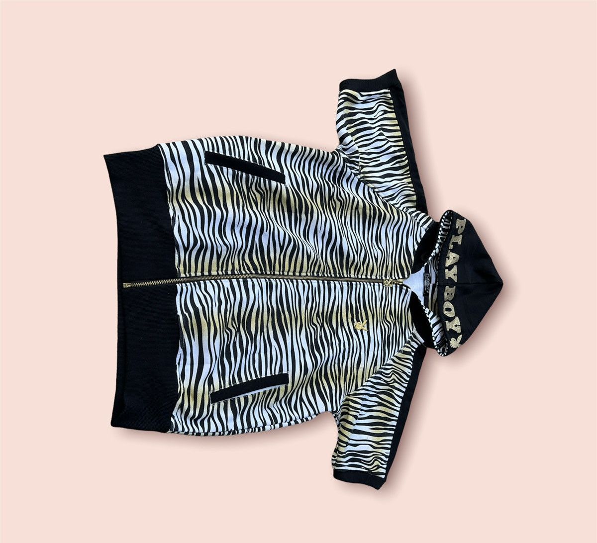 Designer × Playboy RARE TIGER STRIPES PLAYBOY S/SLEEVES HOODIE Size US L / EU 52-54 / 3 - 9 Thumbnail