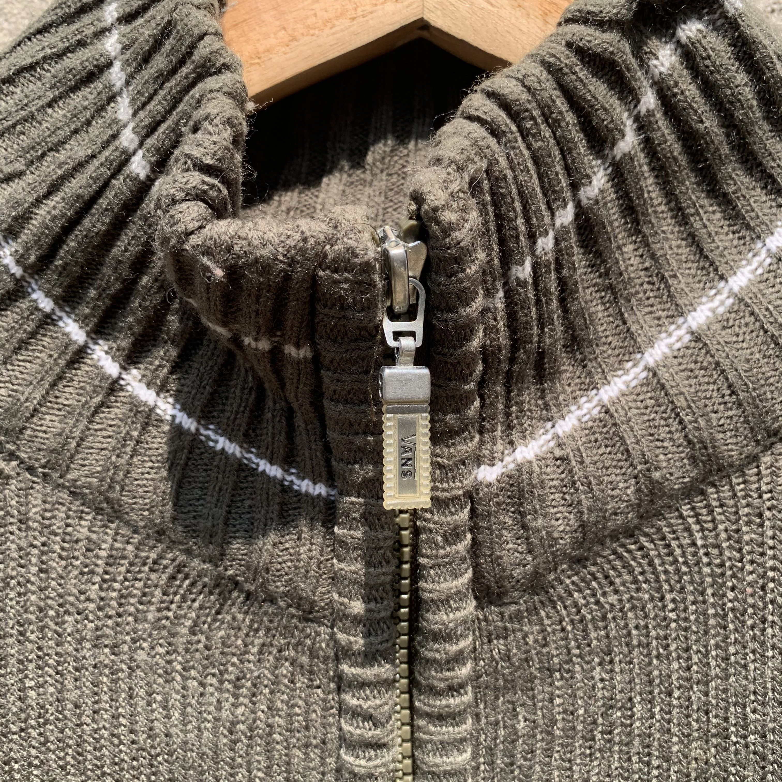 Vtg Vans Knit Striped Jumper Zip Ups Faded Sweater Jacket