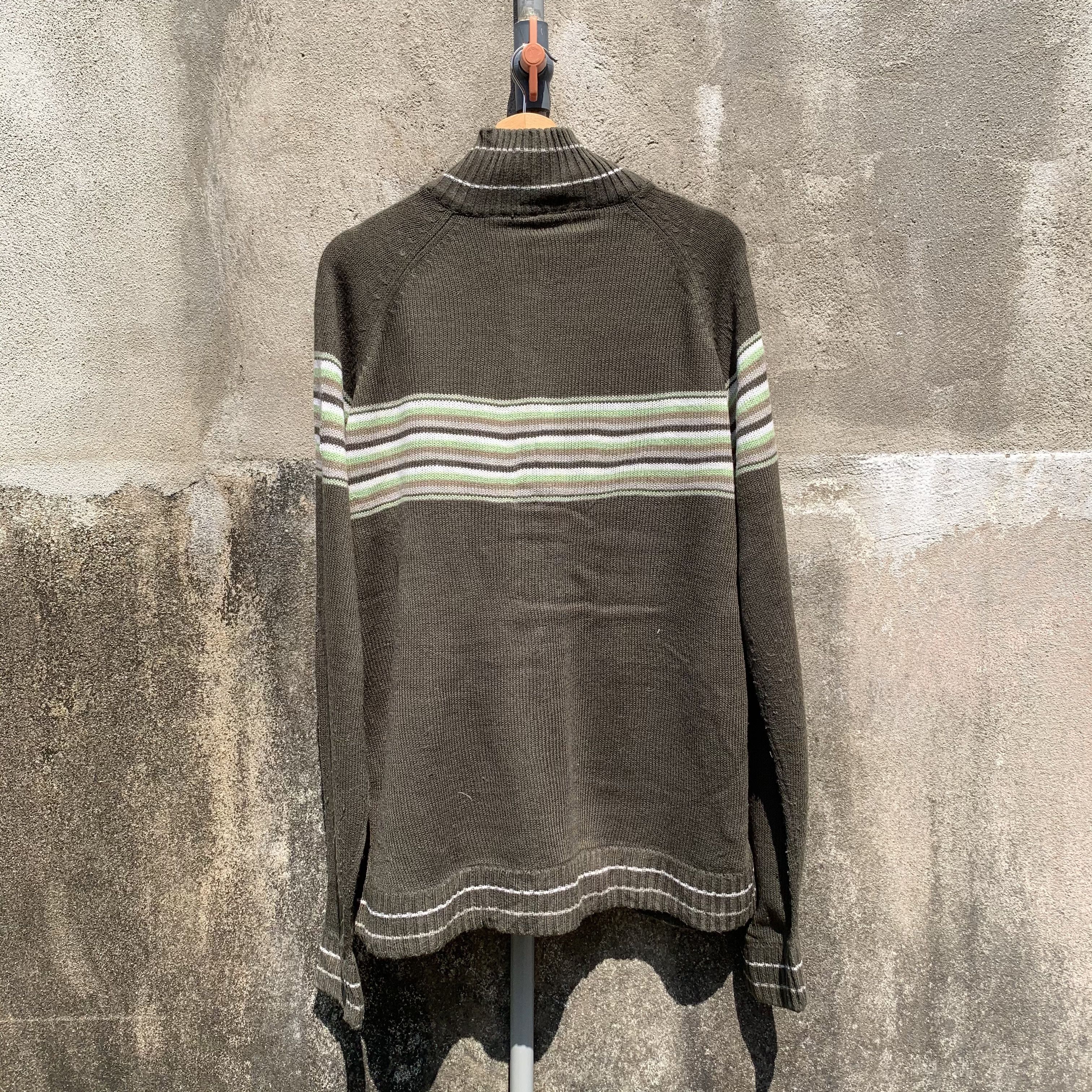 Vtg Vans Knit Striped Jumper Zip Ups Faded Sweater Jacket