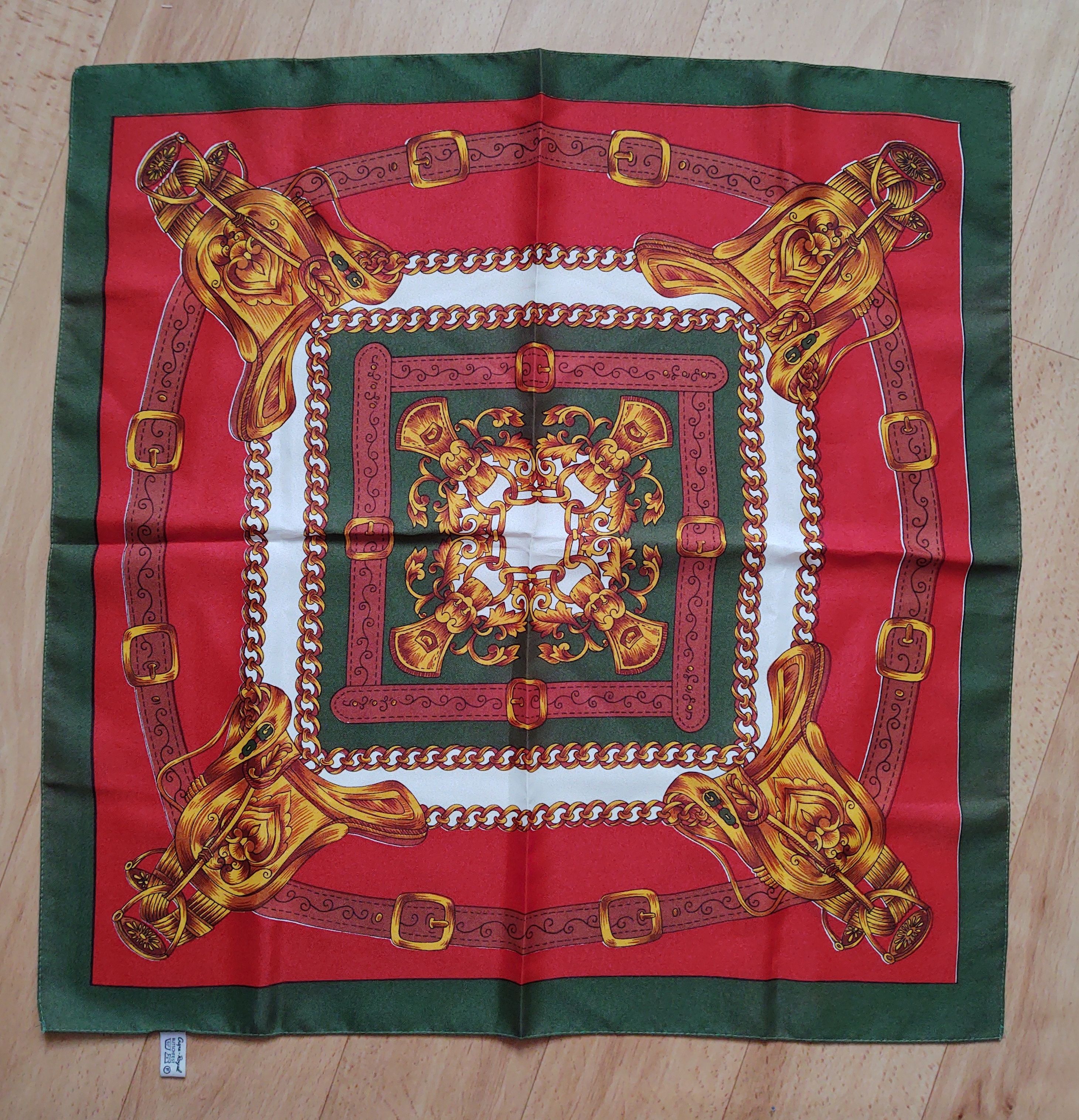 Vintage Vintage scarf red and emerald Versace style Size ONE SIZE - 1 Thumbnail