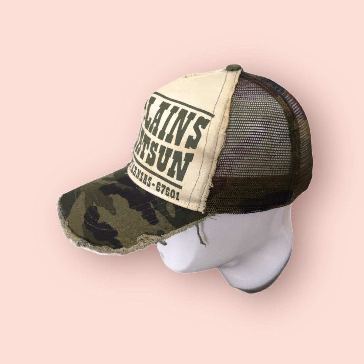 Japanese Brand BASIQUENTI DISTRESSED CAMO TRUCKER SNAPBACK Size ONE SIZE - 3 Thumbnail