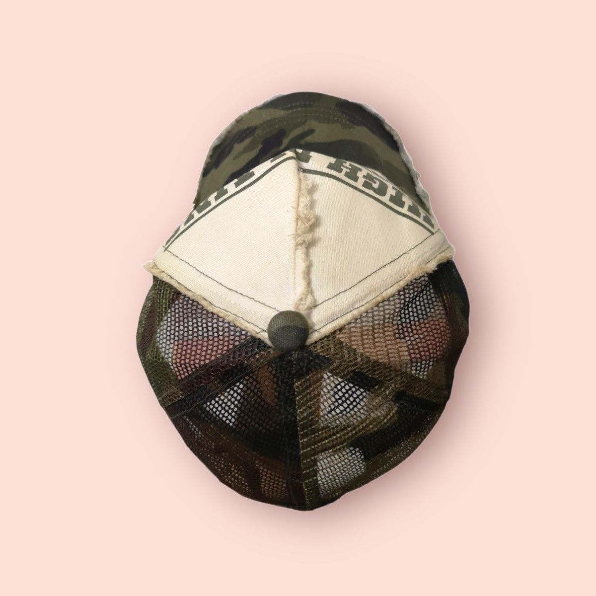 Japanese Brand BASIQUENTI DISTRESSED CAMO TRUCKER SNAPBACK Size ONE SIZE - 9 Thumbnail