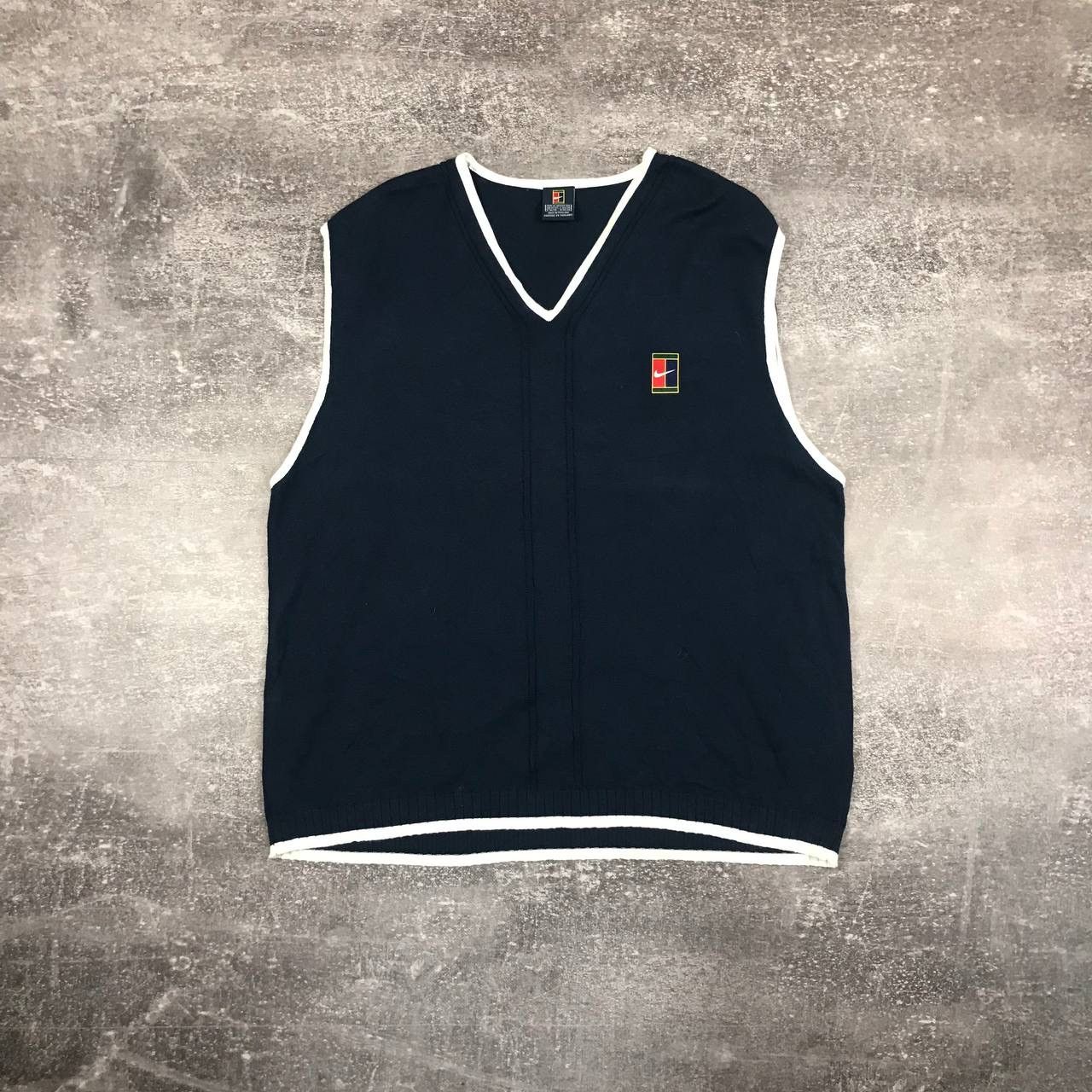 Nike × Vintage Vintage Nike Court Vest Navy Knitwear Size US XL / EU 56 / 4 - 1 Thumbnail
