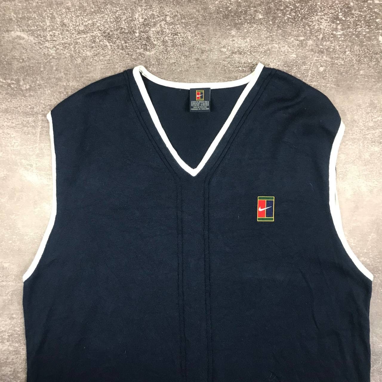 Nike × Vintage Vintage Nike Court Vest Navy Knitwear Size US XL / EU 56 / 4 - 2 Thumbnail