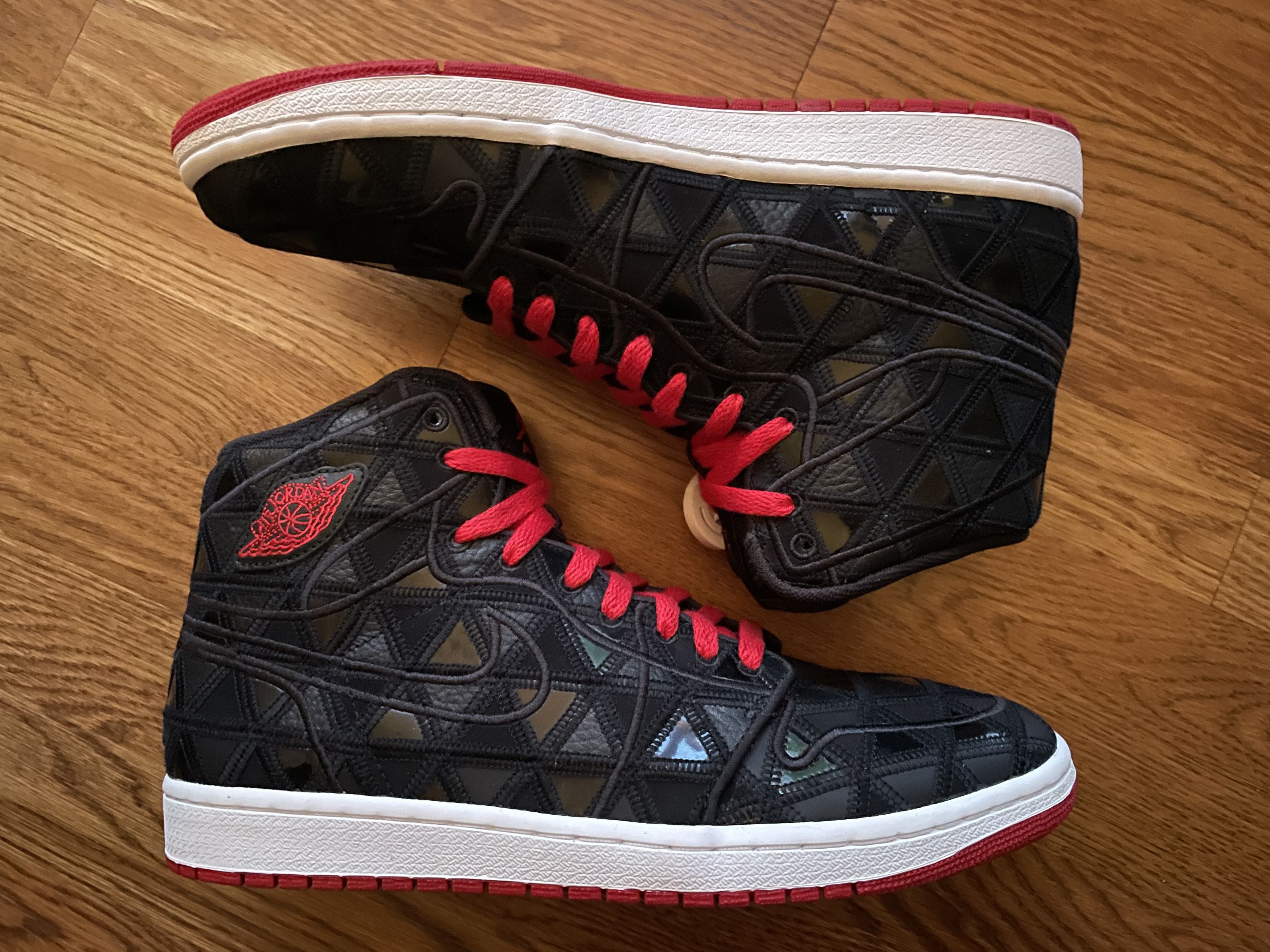 Jordan Brand 11.5 Air Jordan 1 J2K Black Varsity Red Patchwork OG 4 7 11 Size US 11.5 / EU 44-45 - 1 Thumbnail