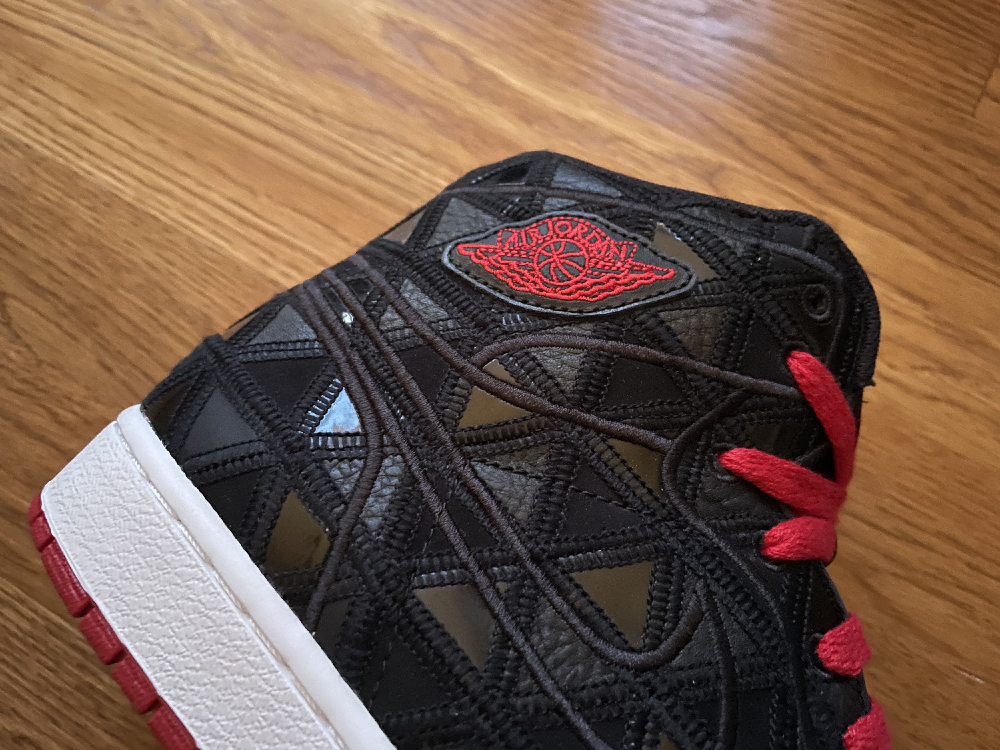 Jordan Brand 11.5 Air Jordan 1 J2K Black Varsity Red Patchwork OG 4 7 11 Size US 11.5 / EU 44-45 - 9 Thumbnail