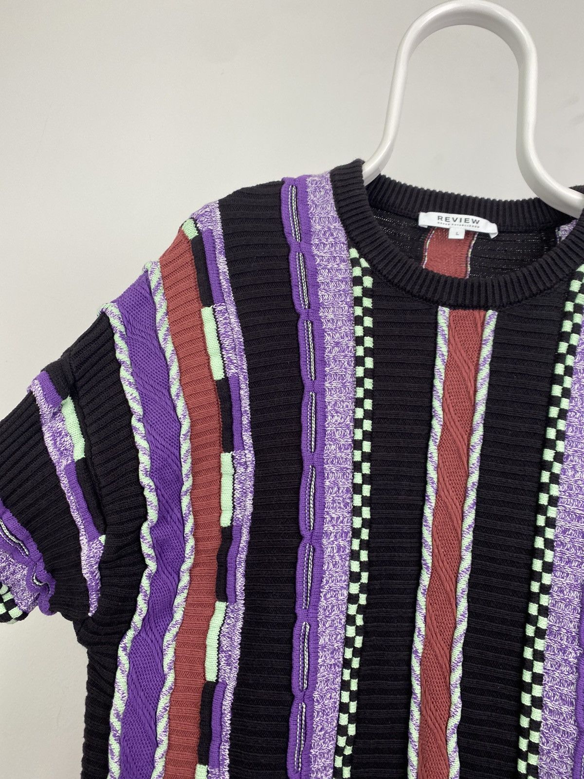 Review × Vintage Review vintage purple sweater Coogi style cable knit Size US L / EU 52-54 / 3 - 4 Thumbnail