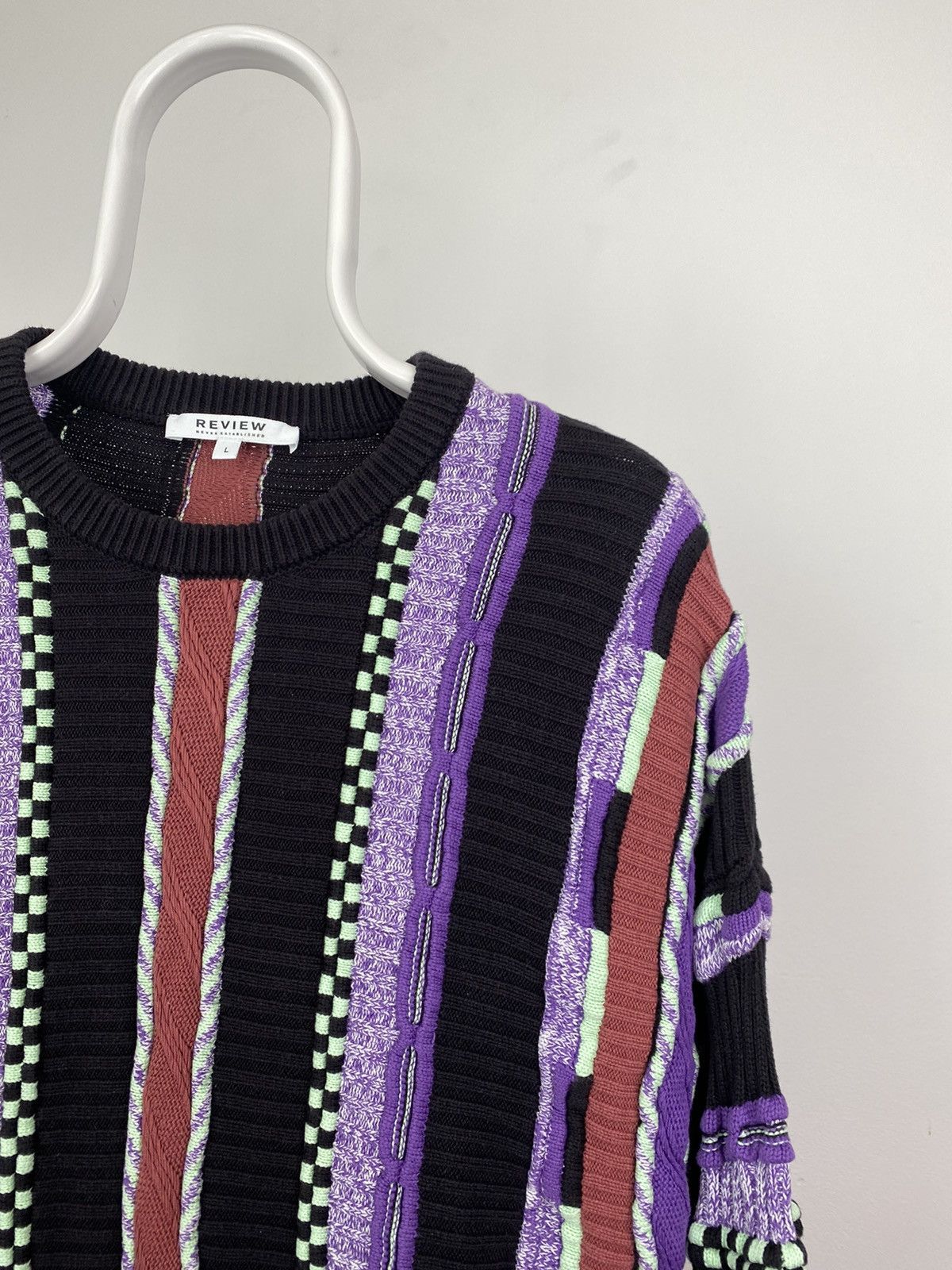 Review × Vintage Review vintage purple sweater Coogi style cable knit Size US L / EU 52-54 / 3 - 2 Thumbnail