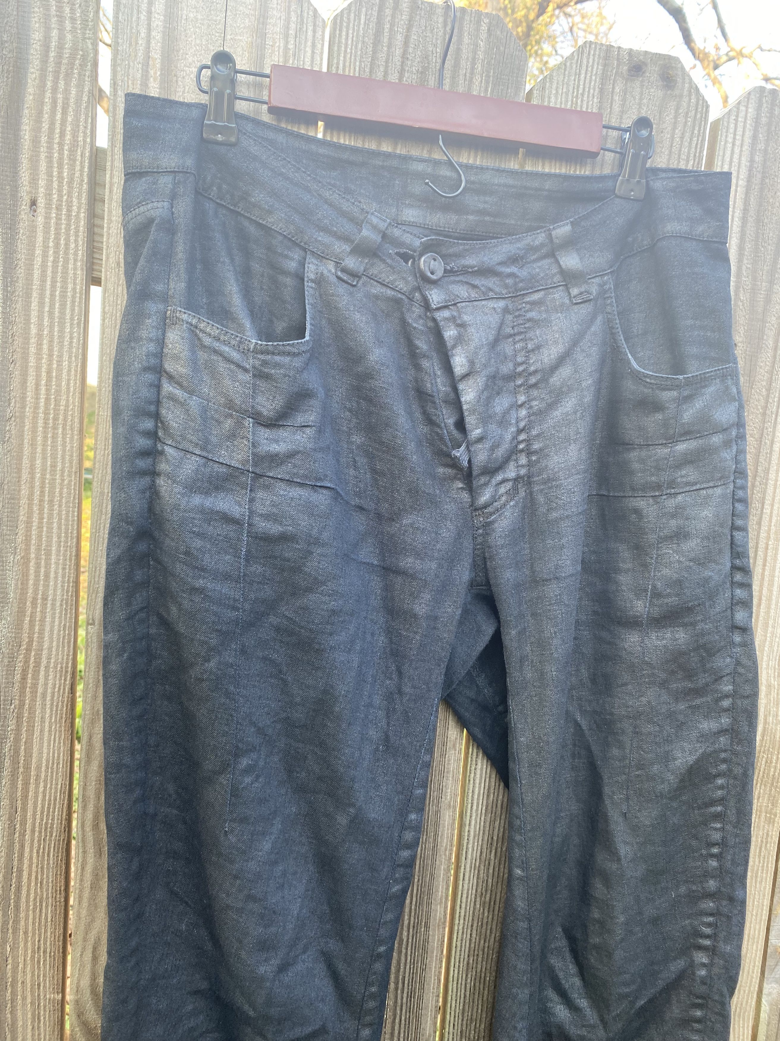 Boris Bidjan Saberi BBS Curved Leg Coated Denim Size US 33 - 8 Thumbnail