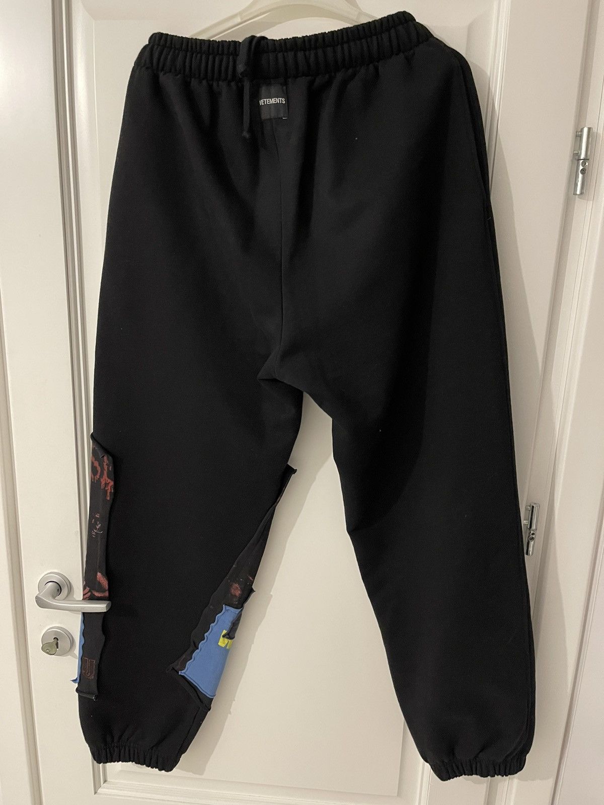 Vetements patchwork sweatpants in black bulldog sales