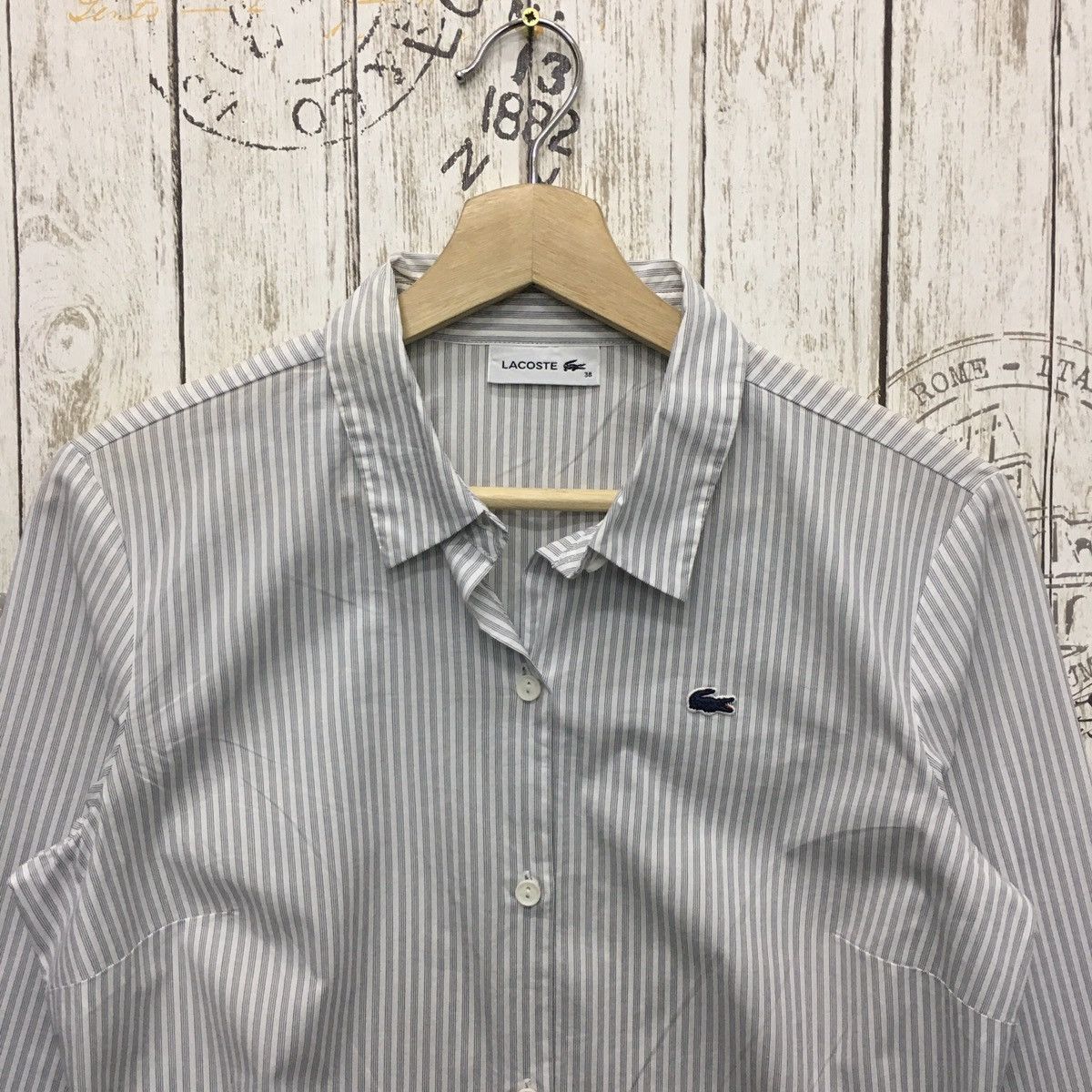 Rare Lacoste Small Logo Path Shirt Striped For Women, image size:1200x1200