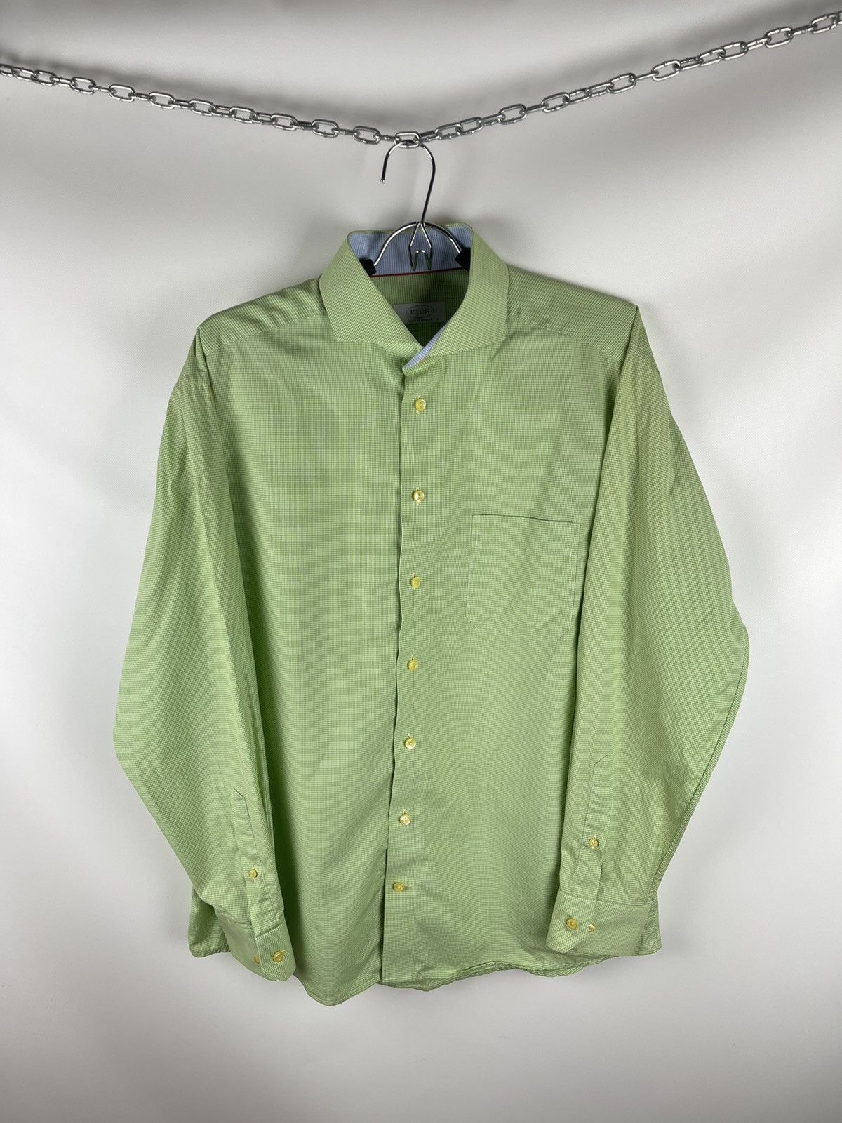 Eton Eton green checkered classic made to measure shirt Size US L / EU 52-54 / 3 - 1 Thumbnail
