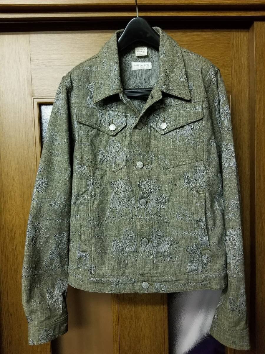 image of Dries Van Noten Archive Green Denim Jacket Patterned Size M, Men's